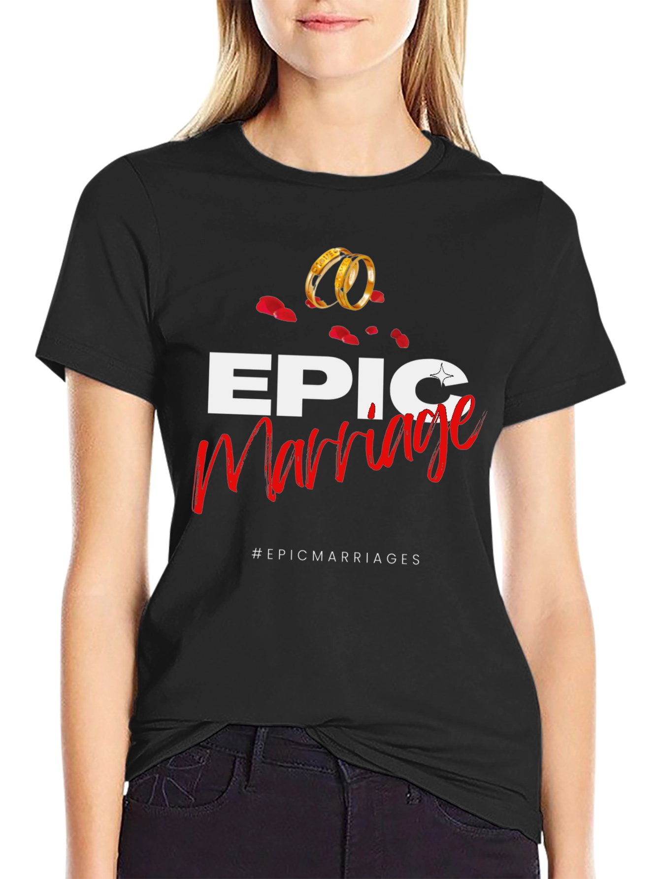 Black Epic Marriage T-Shirt - Stylish Wedding Anniversary Apparel view 2