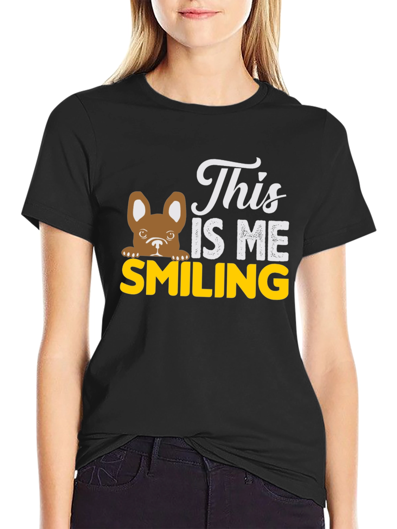 Black This Is Me Smiling Dog T-Shirt view 2