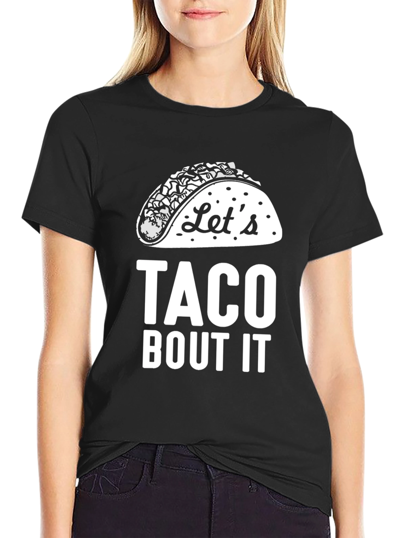 Black Let's Taco Bout It Black Graphic Tee view 2
