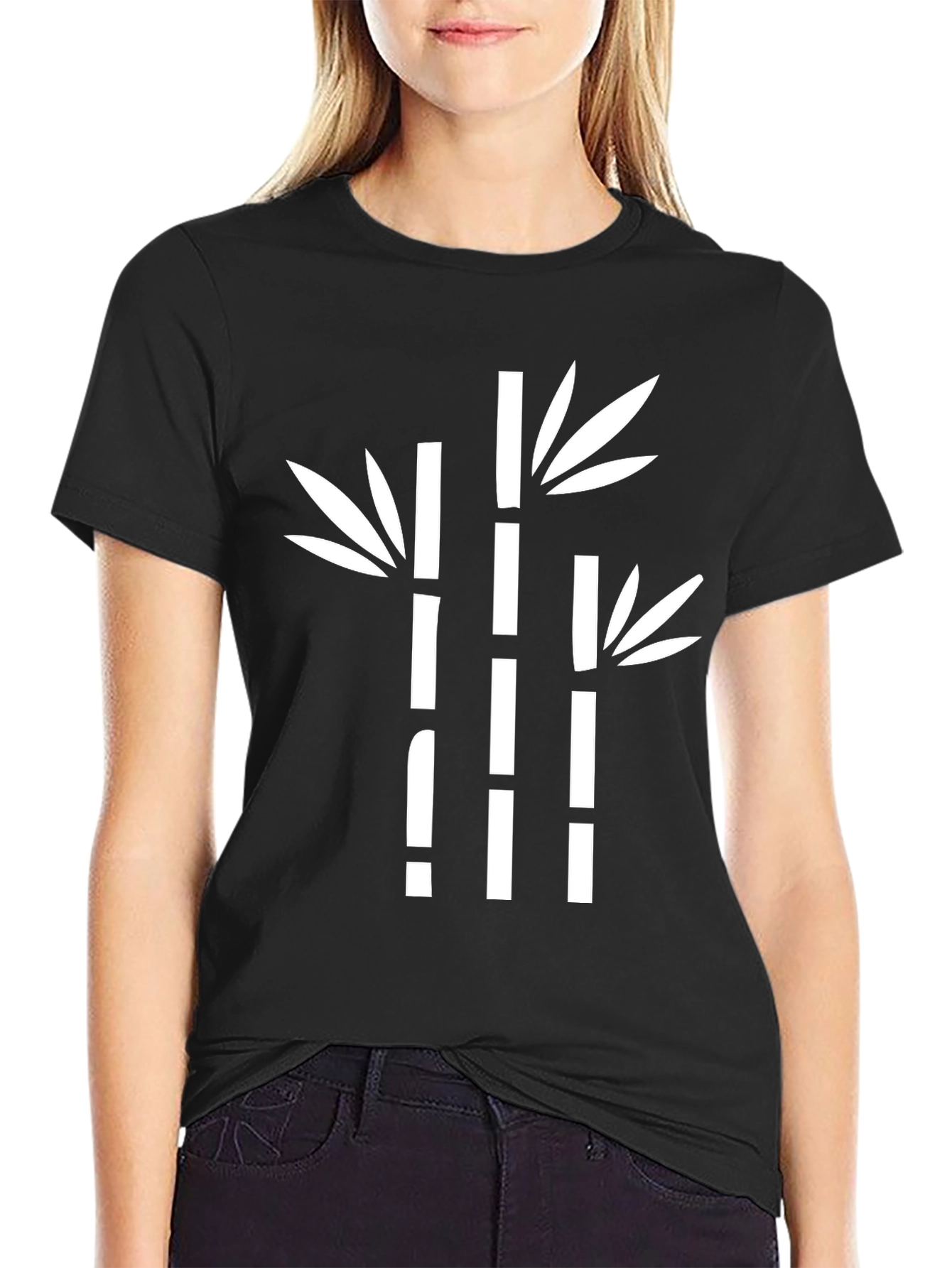 Black Bamboo Graphic Tee - Black Cotton Shirt view 2