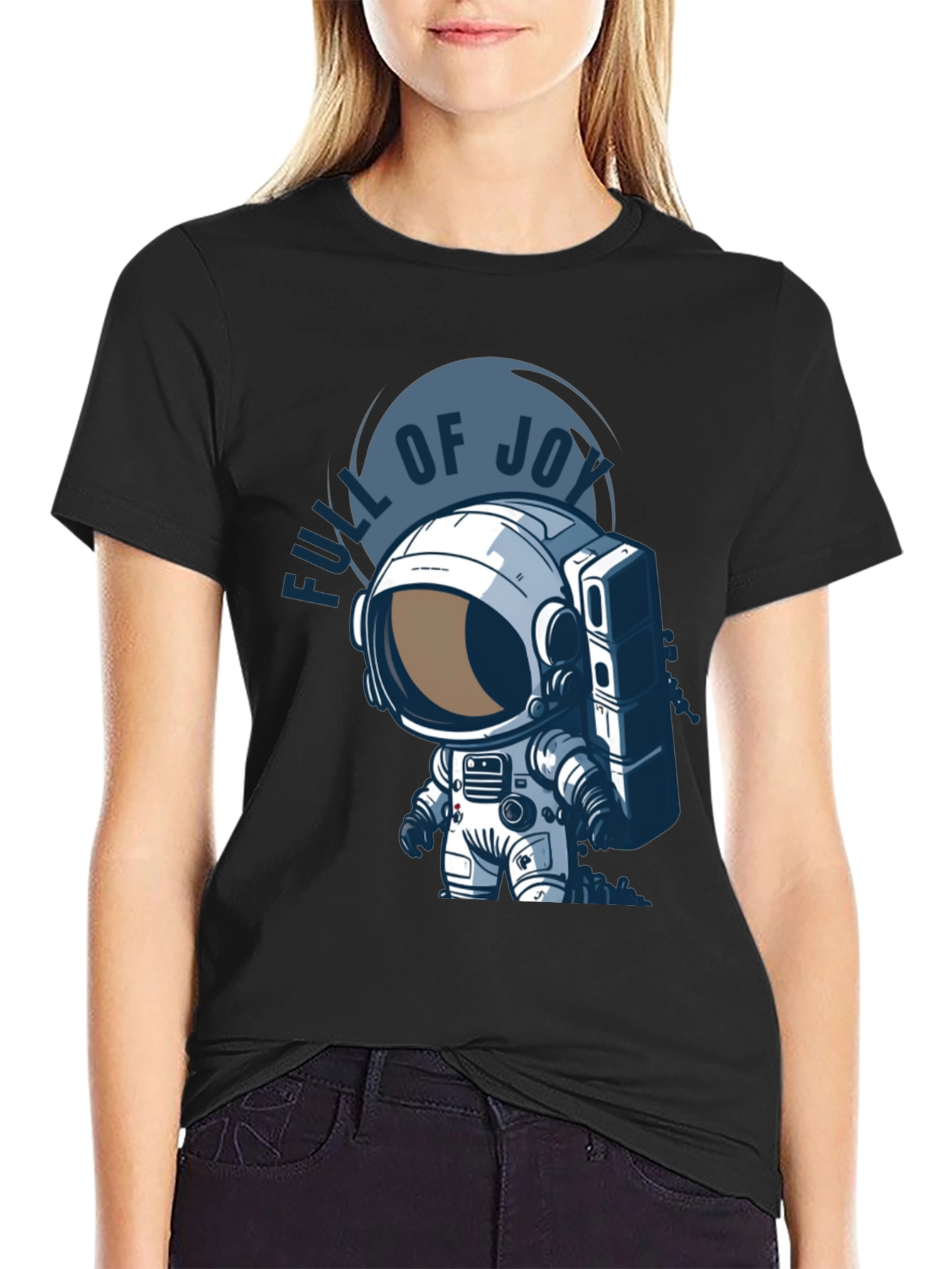 Black Full of Joy Astronaut Graphic T-Shirt view 2