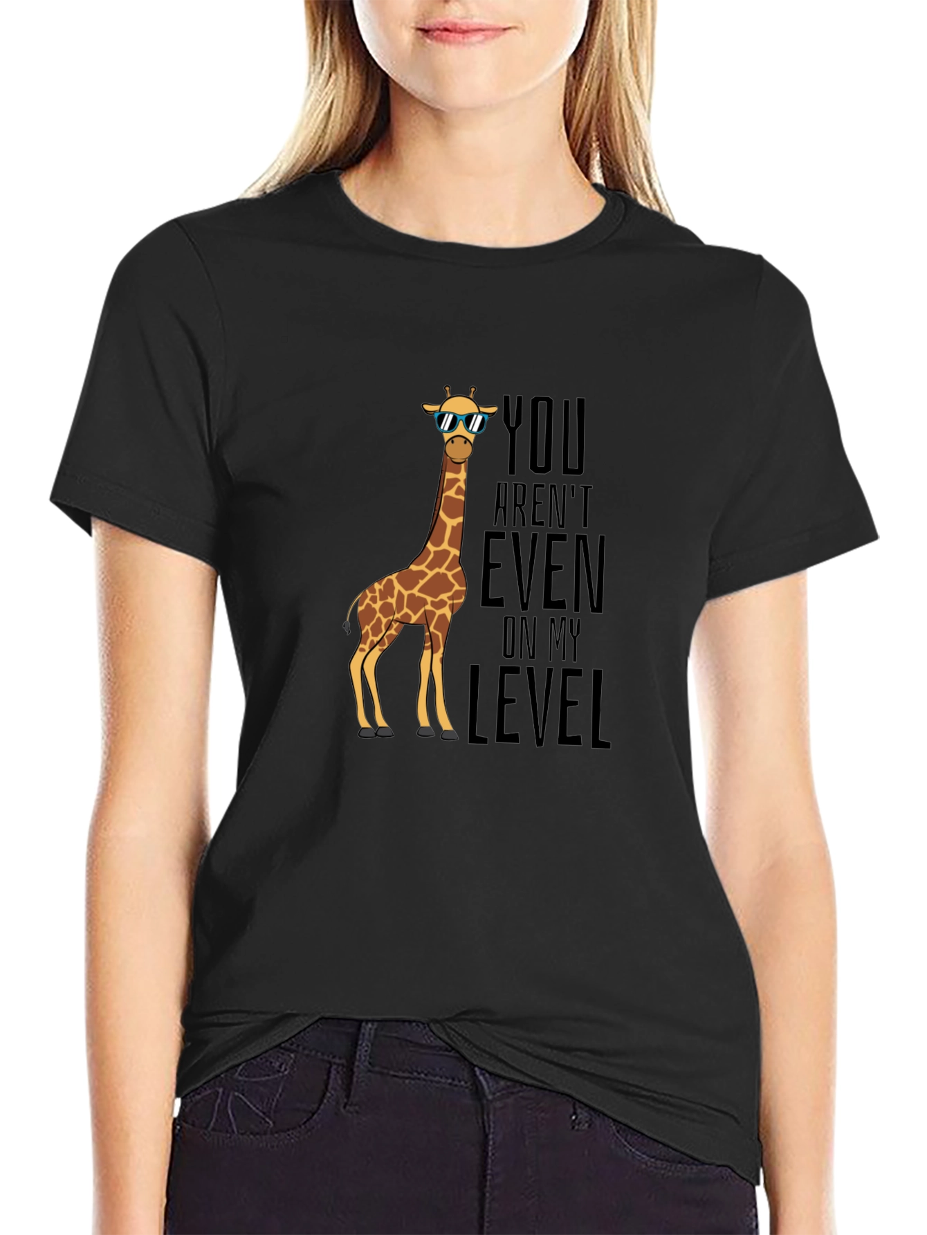 Black Giraffe "Not On My Level" Graphic Tee - Black Cotton view 2