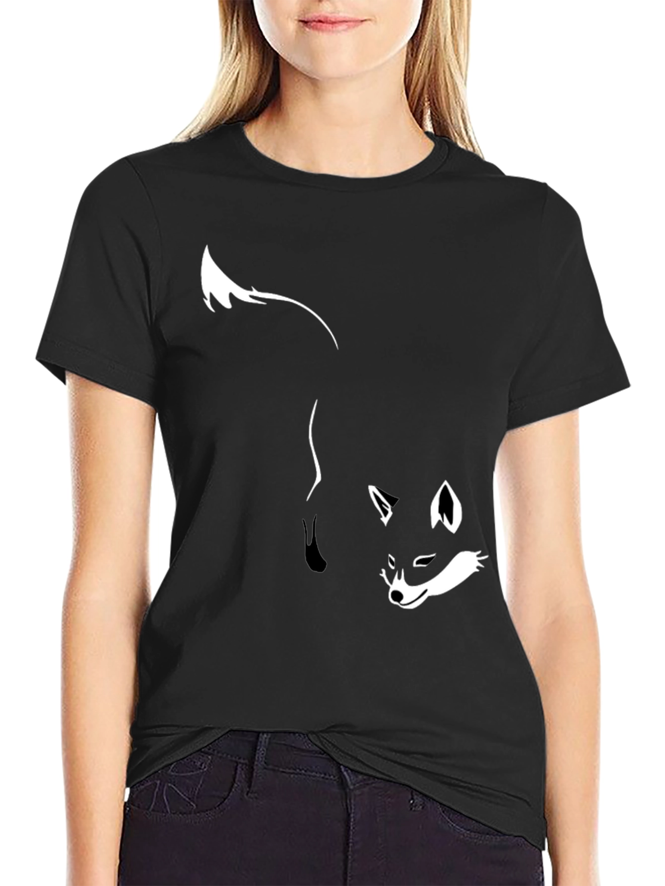 Black Fox Graphic Print Black T-Shirt view 2