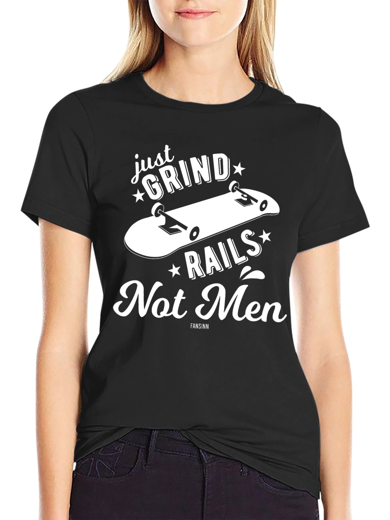 Black Grind Rails Not Men Skater Tee - Black Graphic T-Shirt view 2