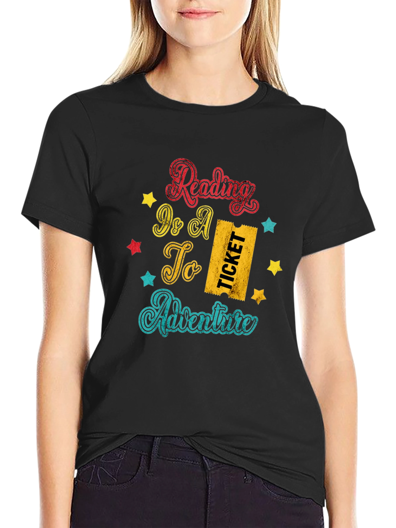 Black Reading Is a Ticket to Adventure Graphic Tee view 2