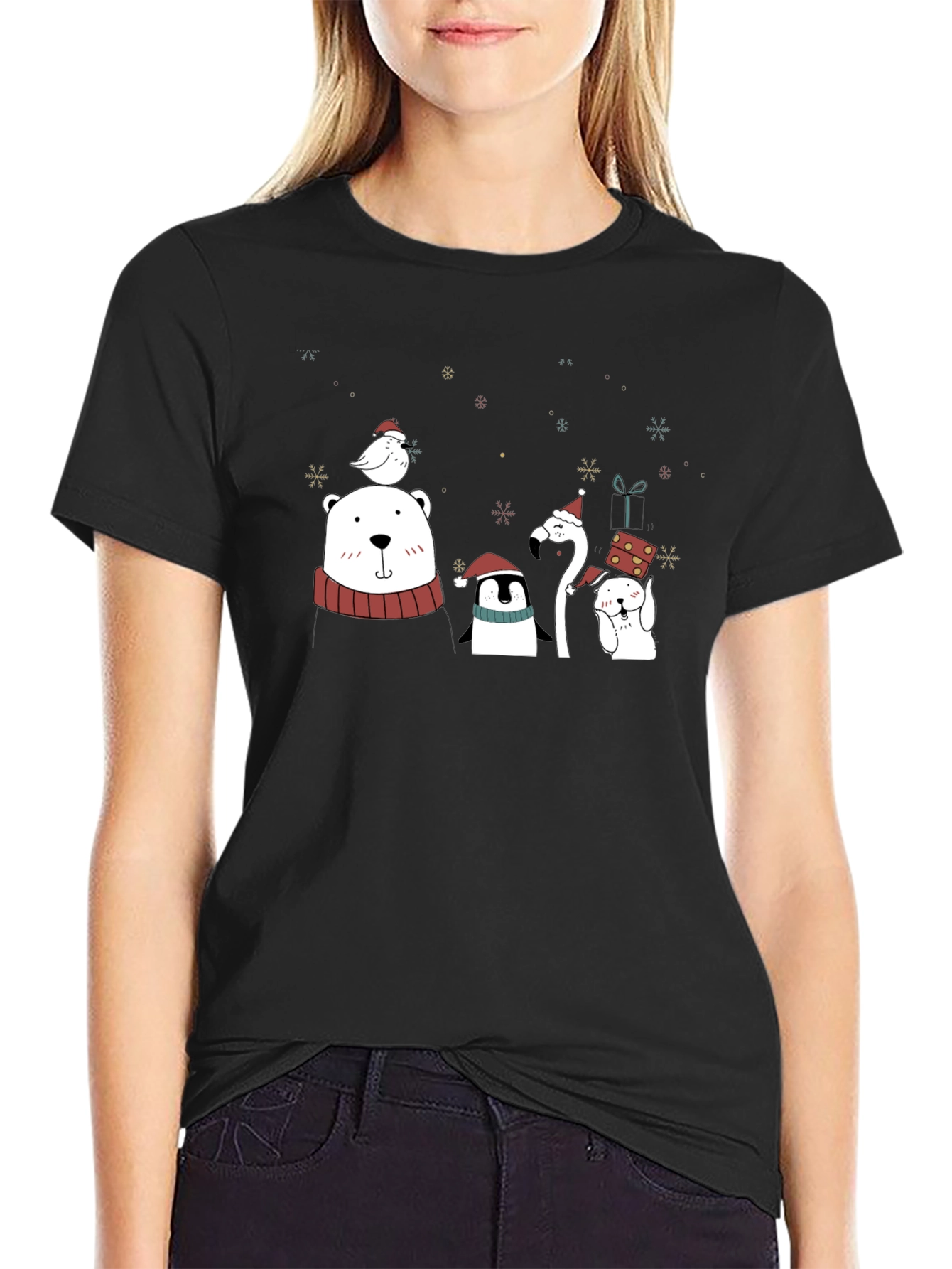 Festive Holiday Animals Graphic T-Shirt - 2