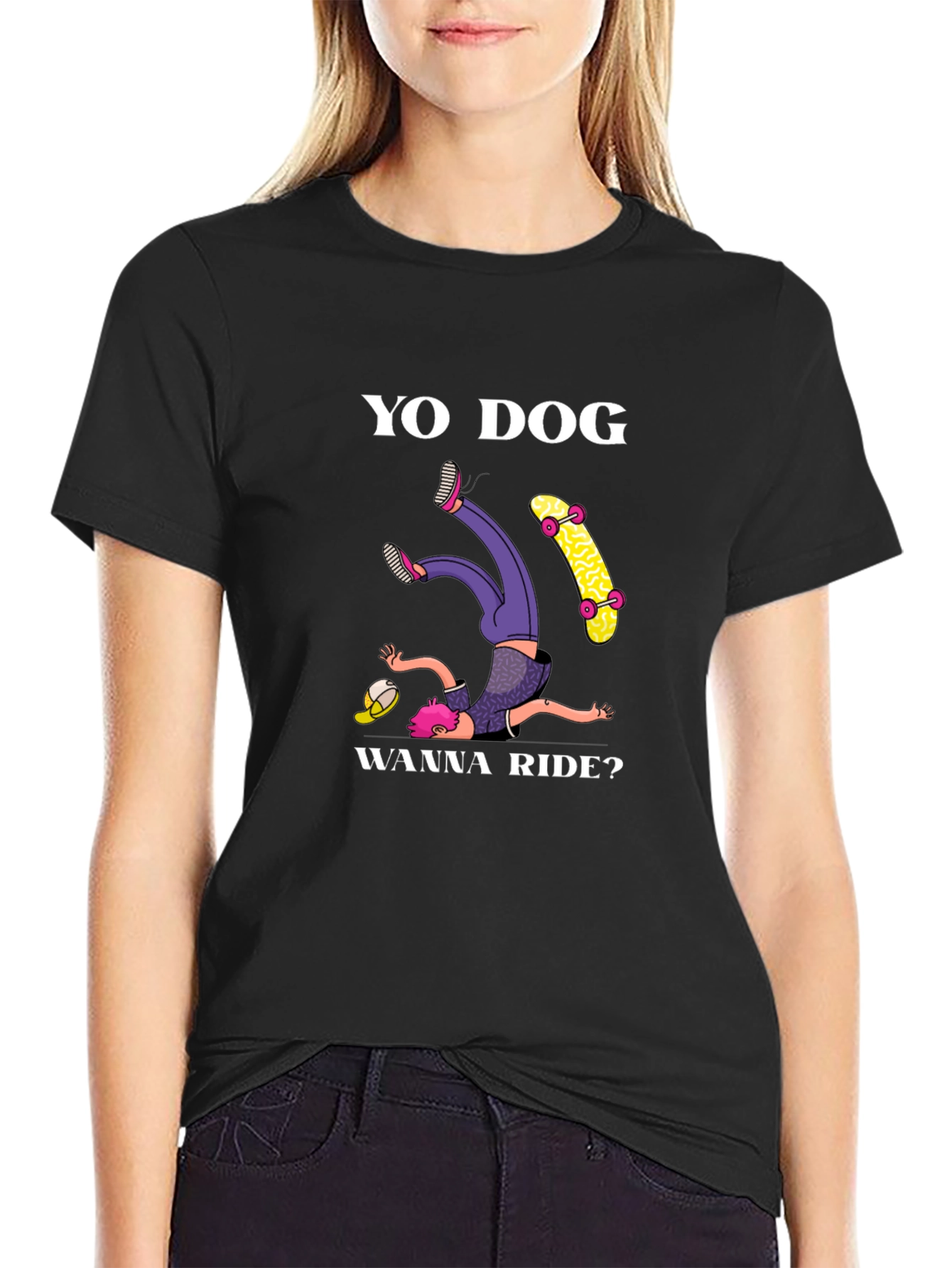 Black Yo Dog Wanna Ride? Graphic Tee view 2