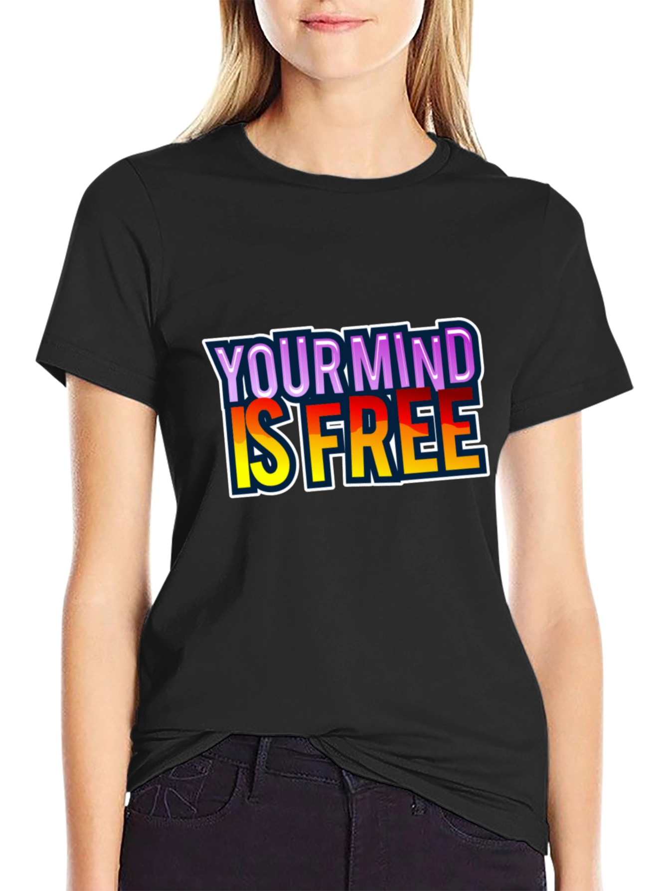Black Your Mind Is Free Black T-Shirt view 2