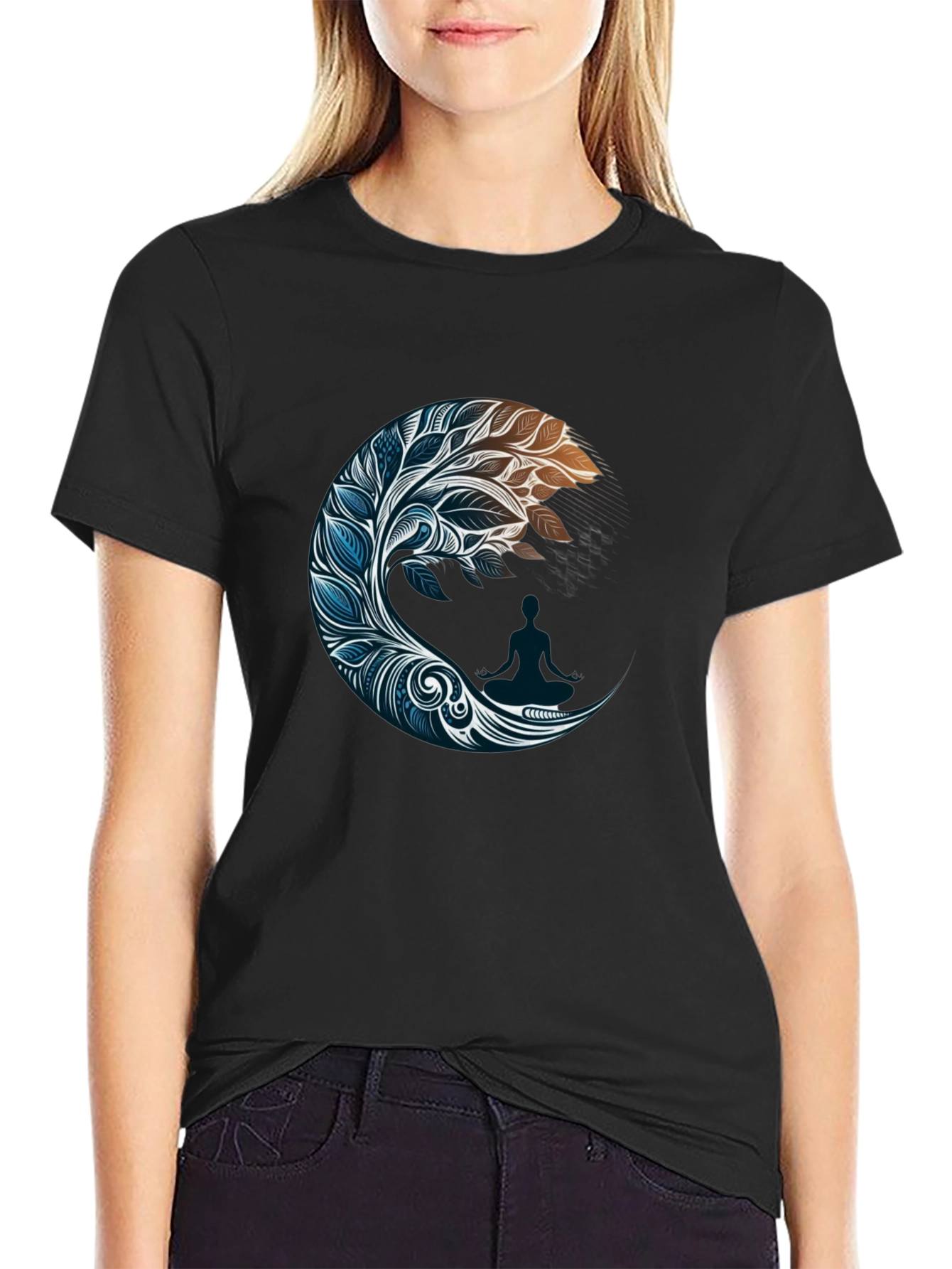 Black Zen Moon Graphic Tee - Stylish Comfort view 2