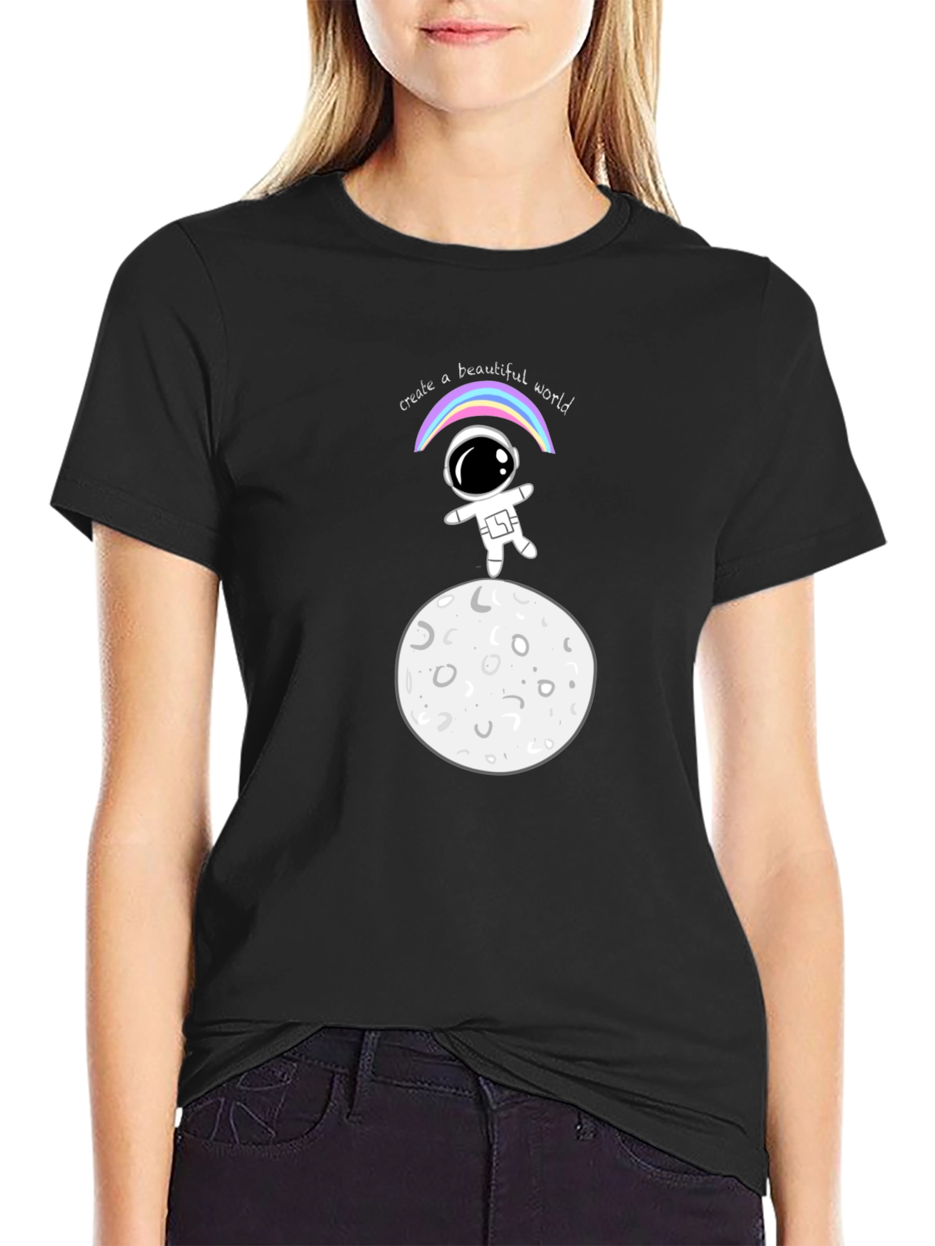 Black Astronaut Moon Landing Graphic Tee - Unisex view 2