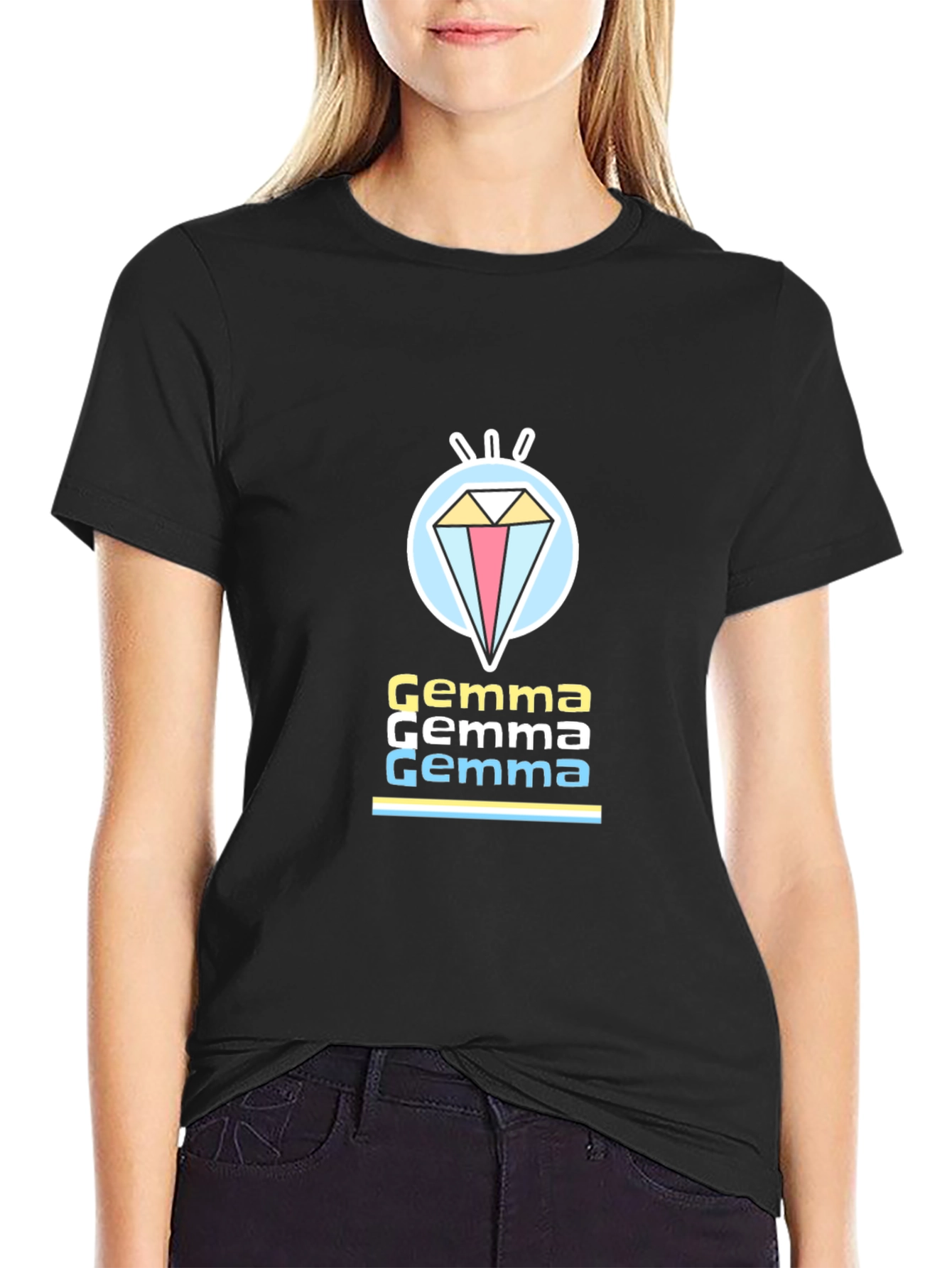 Black Gemma Diamond Graphic T-Shirt - Black view 2