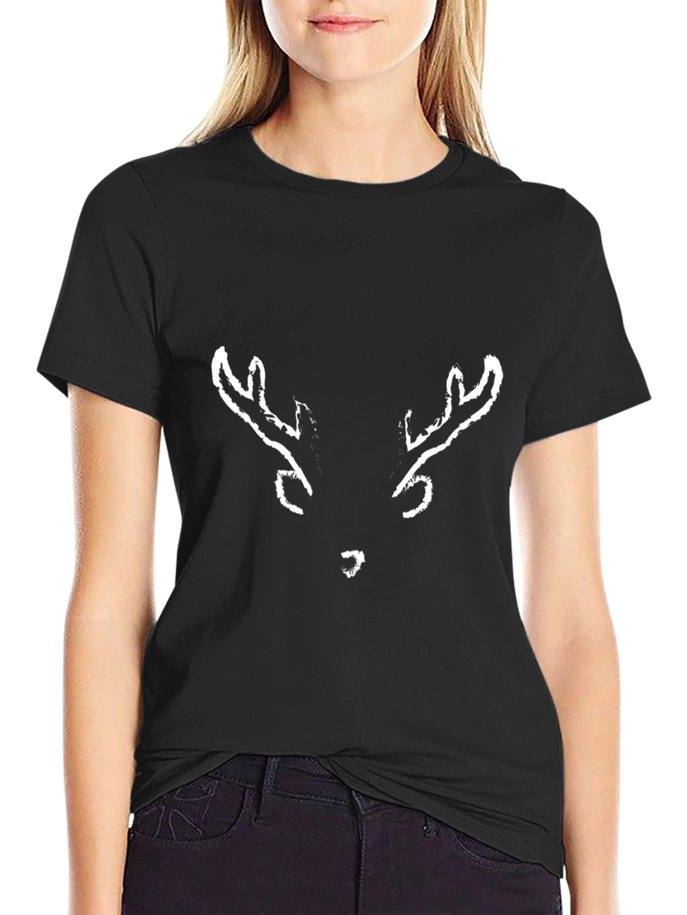 Black Deer Antler Graphic T-Shirt - Black view 2