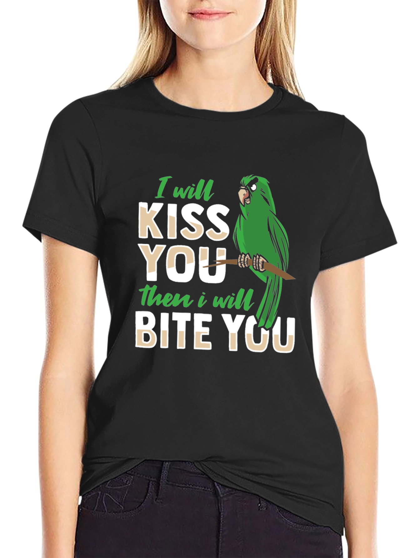 Black I Will Kiss You Then Bite You T-Shirt view 2
