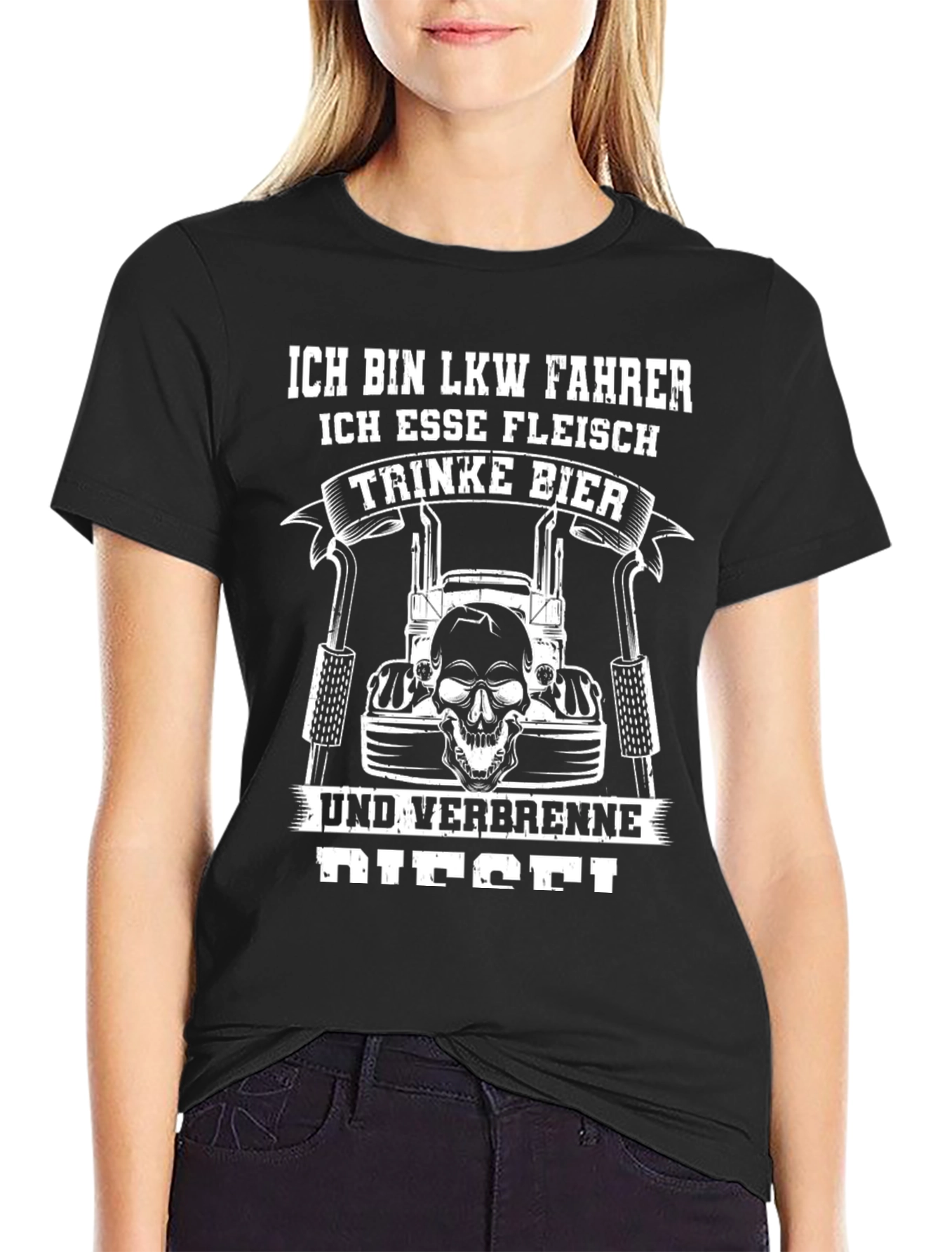 Black Funny Trucker T-Shirt - Eat Meat, Drink Beer, Burn Diesel view 2