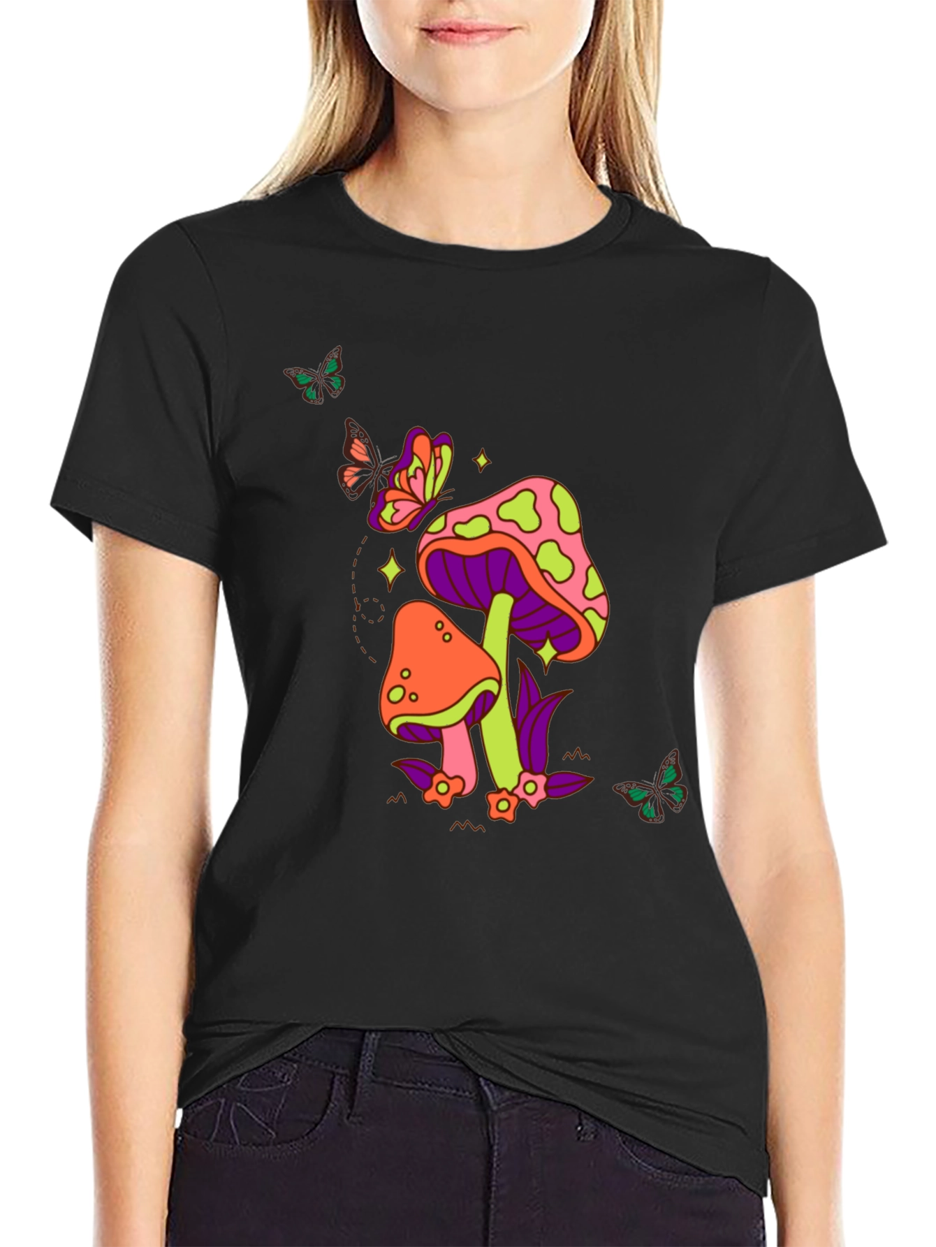 Black Groovy Mushroom T-Shirt view 2