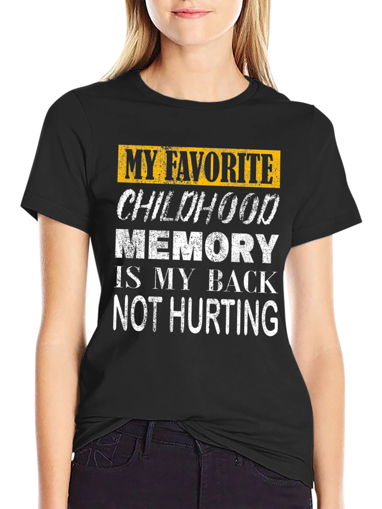 Black Funny Childhood Memory Back Pain T-Shirt view 2