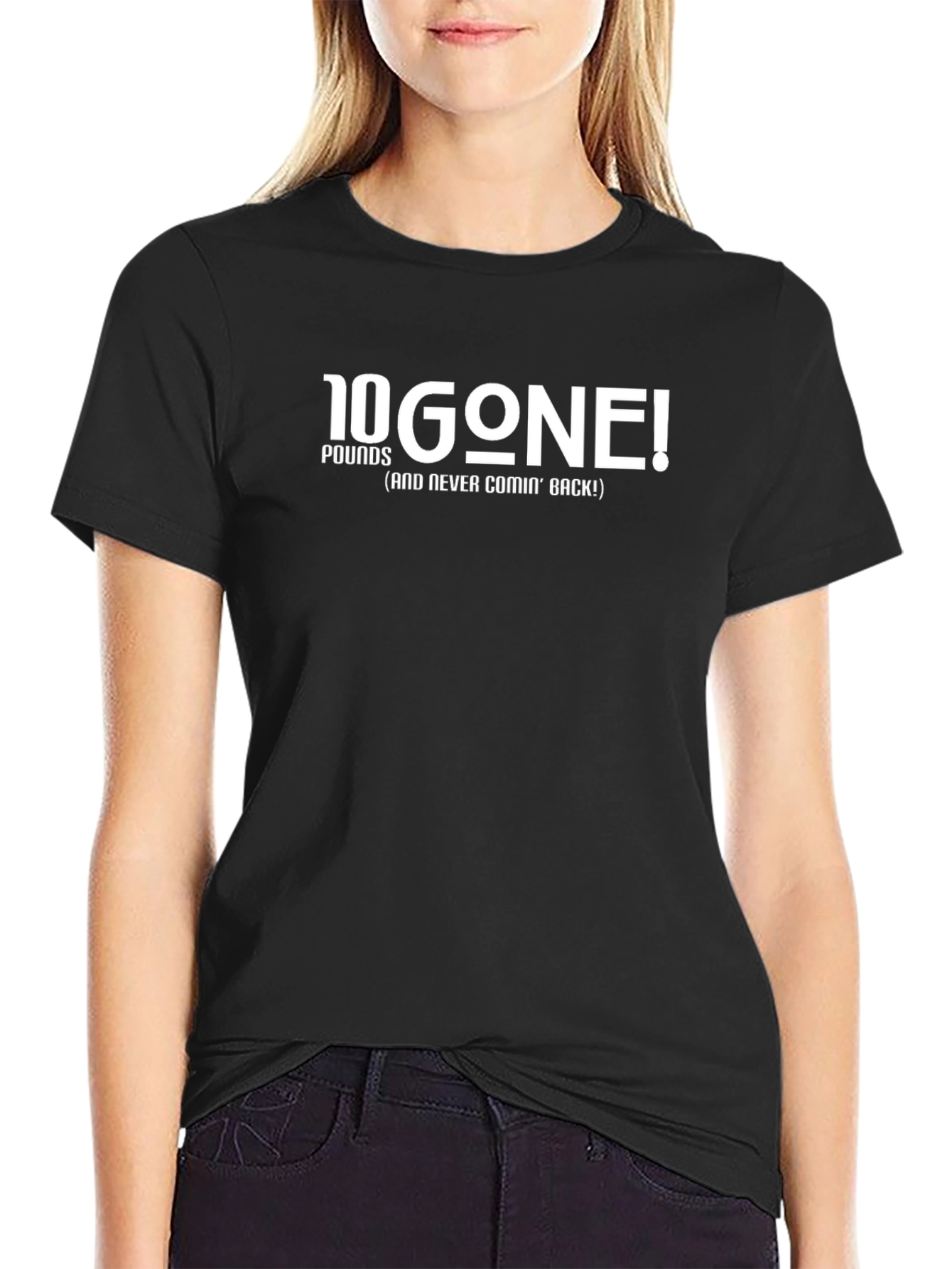 Black 10 Pounds Gone Graphic T-Shirt - Weight Loss Goal Tee view 2