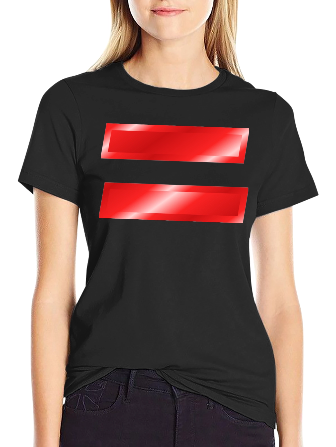 Black Equality Symbol T-Shirt - Bold Red Graphic Tee view 2