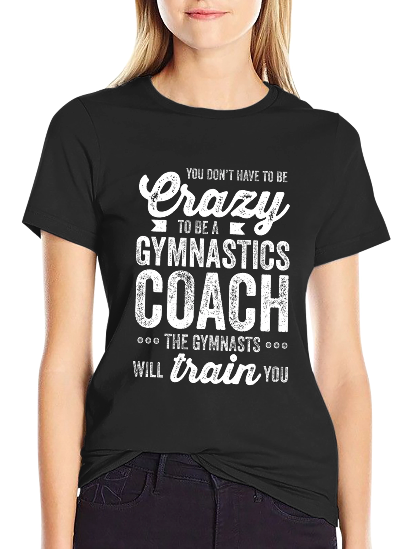 Black Funny Gymnastics Coach T-Shirt - Crazy Gymnast Gift view 2