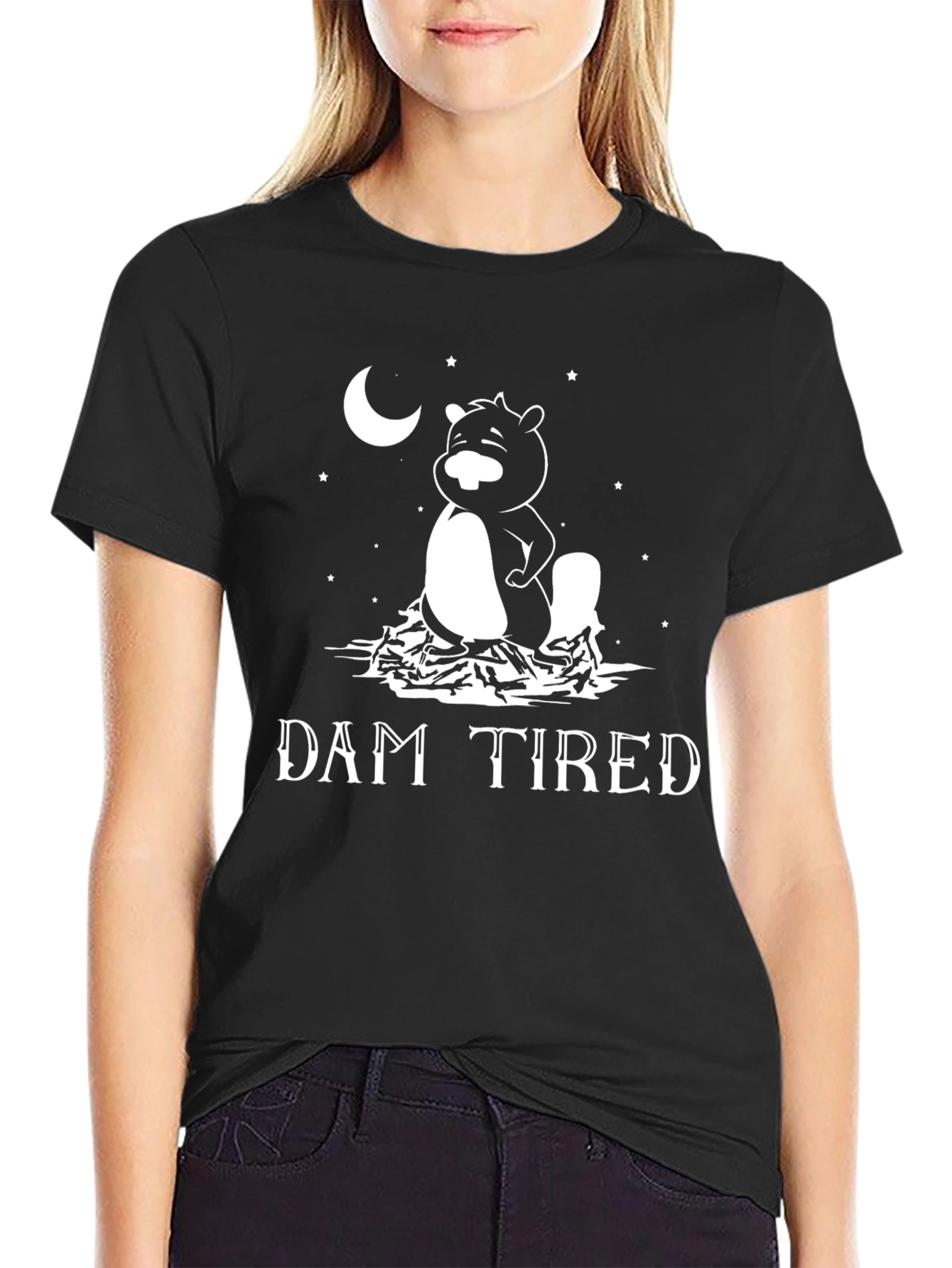 Black Dam Tired Beaver Graphic T-Shirt - Comfort & Style view 2