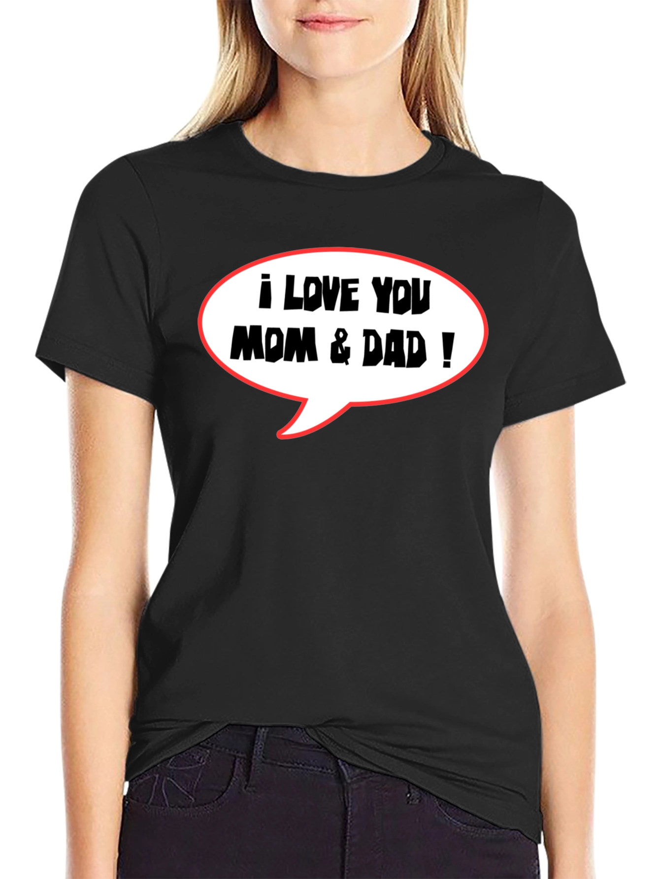 I Love You Mom & Dad T-Shirt - Black Casual Tee - 2
