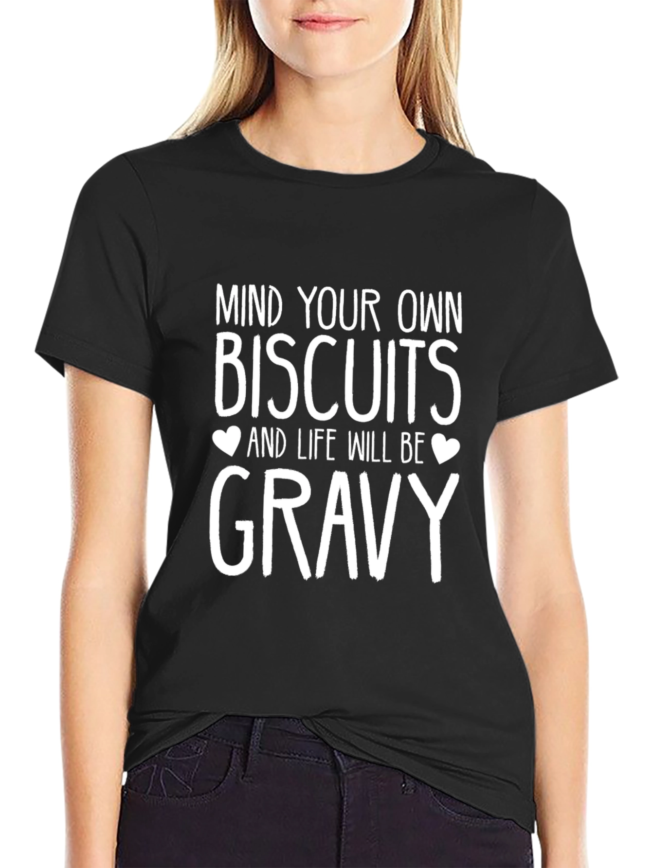 Black Mind Your Own Biscuits & Life Will Be Gravy T-Shirt view 2