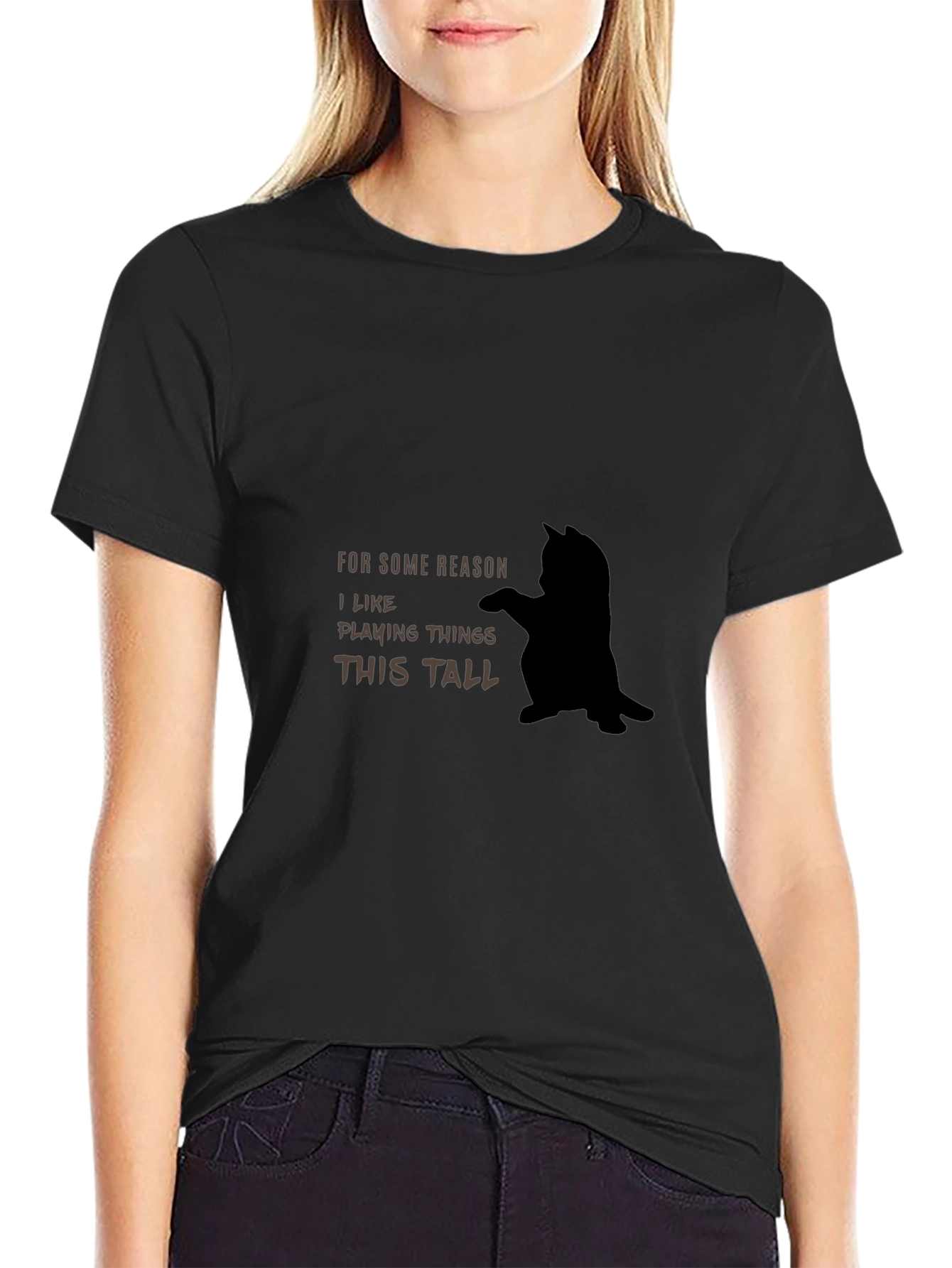 Black Funny Cat T-Shirt - I Like Playing Things This Tall view 2
