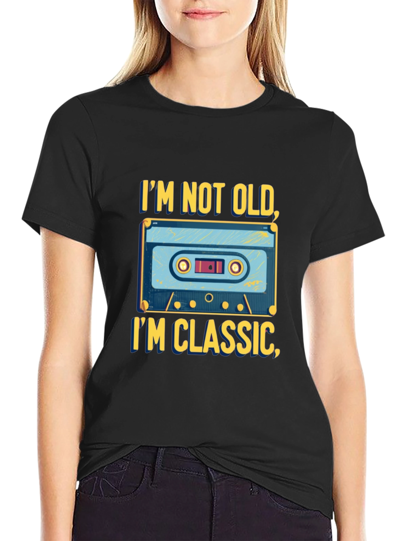 Black Classic Cassette Tape T-Shirt - Retro Style view 2