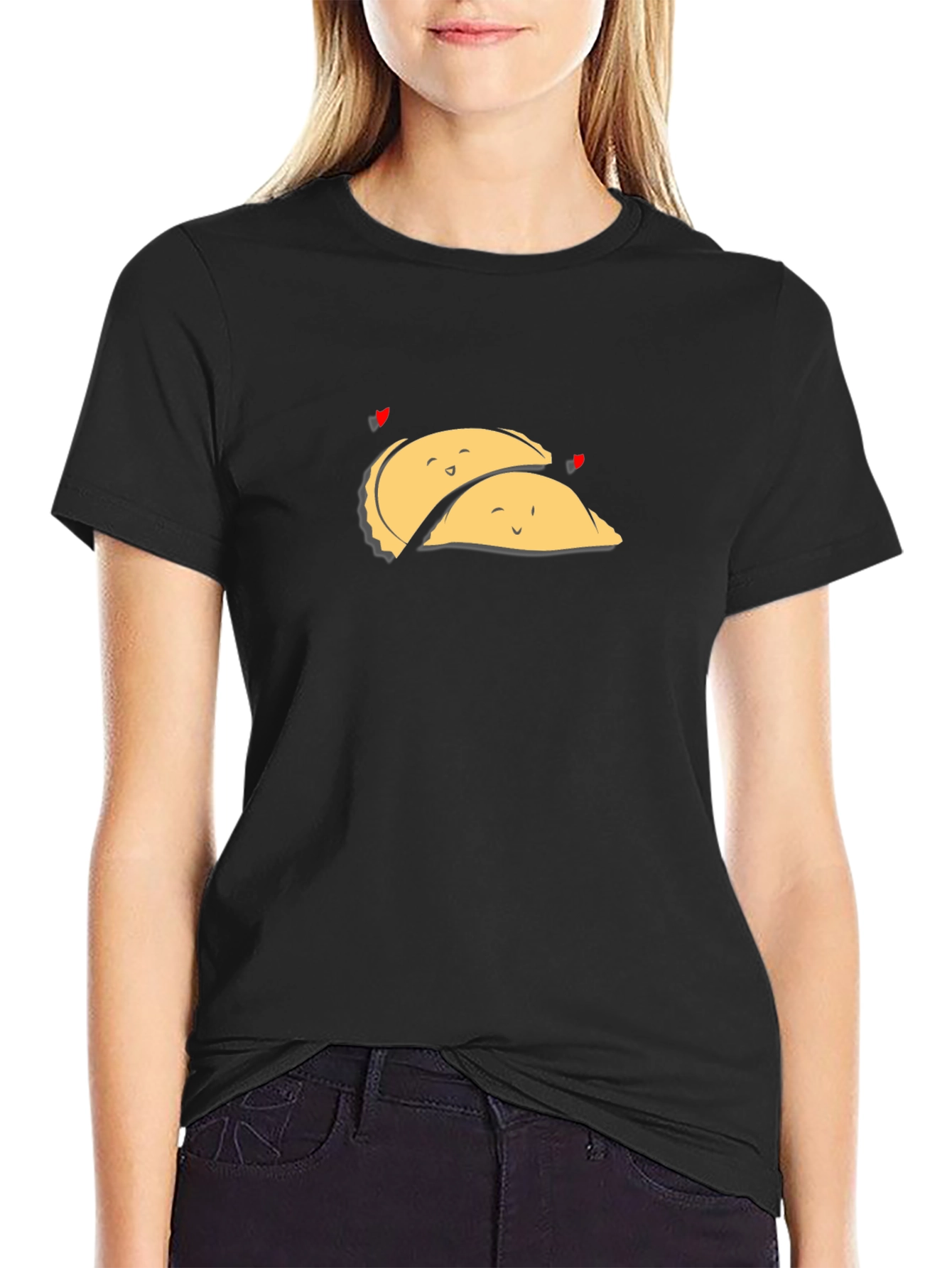 Black Cute Dumpling Love Black T-Shirt view 2