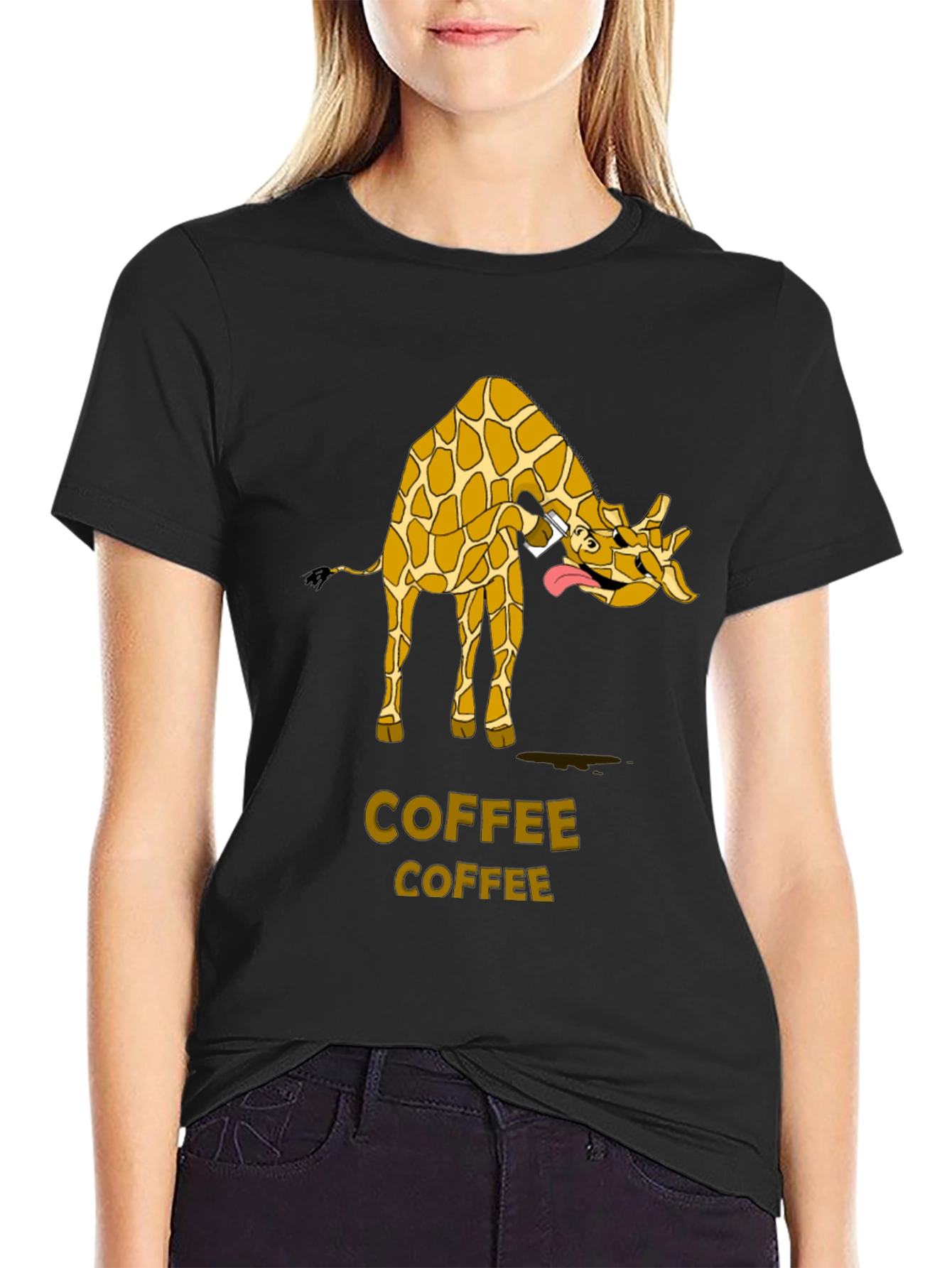 Black Giraffe Coffee Lover T-Shirt view 2
