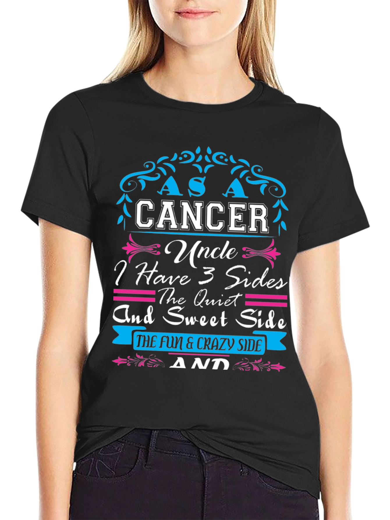 Black Cancer Uncle 3 Sides Men's Graphic T-Shirt view 2