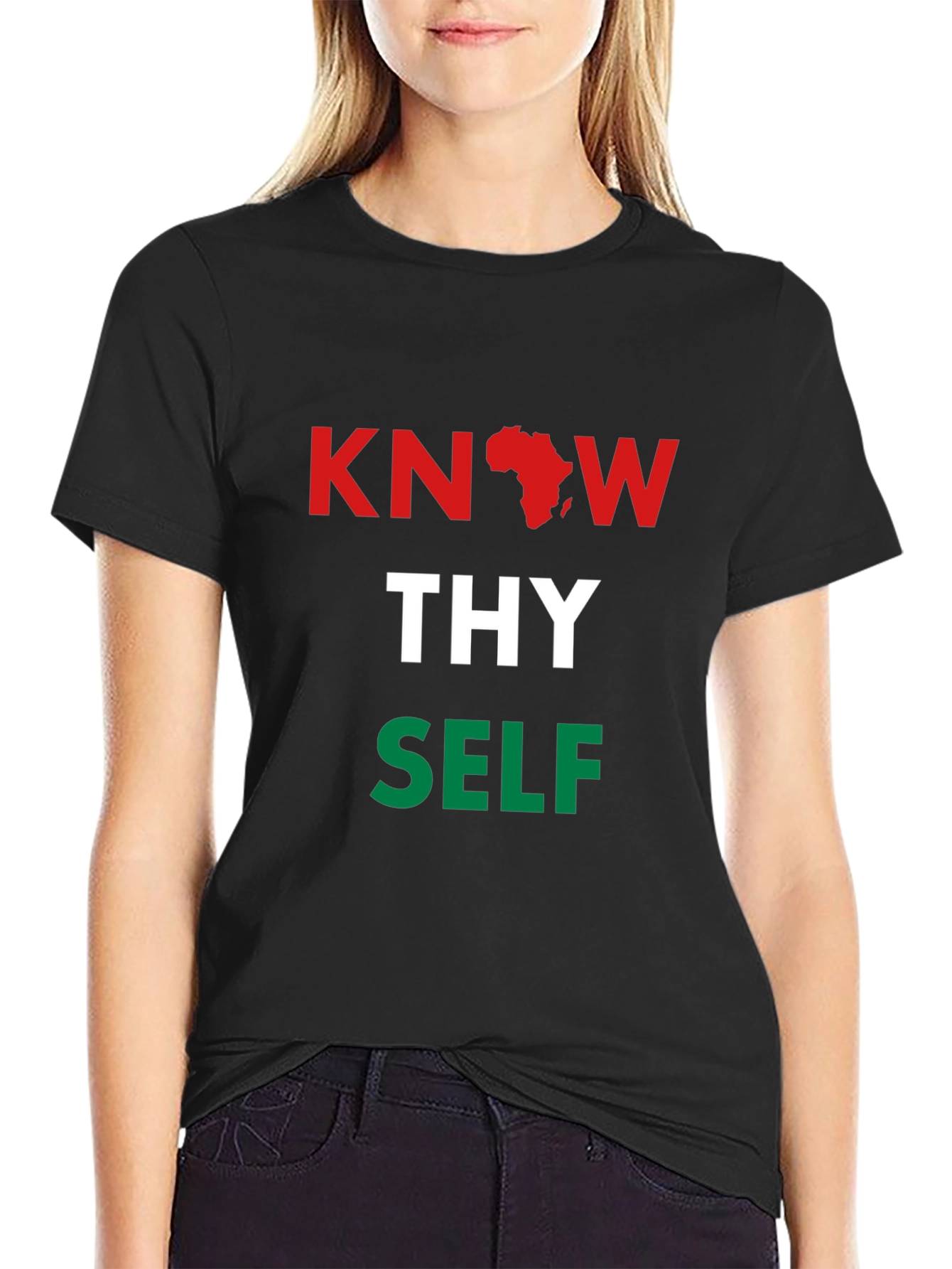 Black Know Thy Self T-Shirt - Pan African Colors view 2