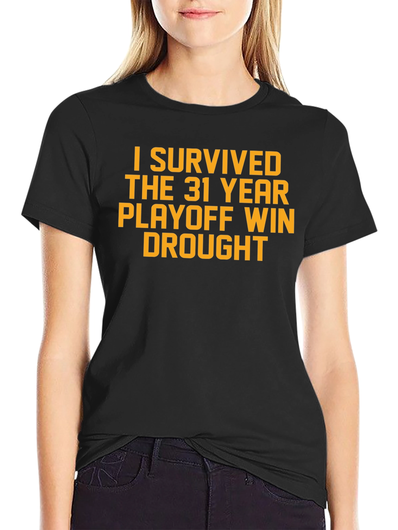 Black I Survived the Playoff Win Drought T-Shirt view 2