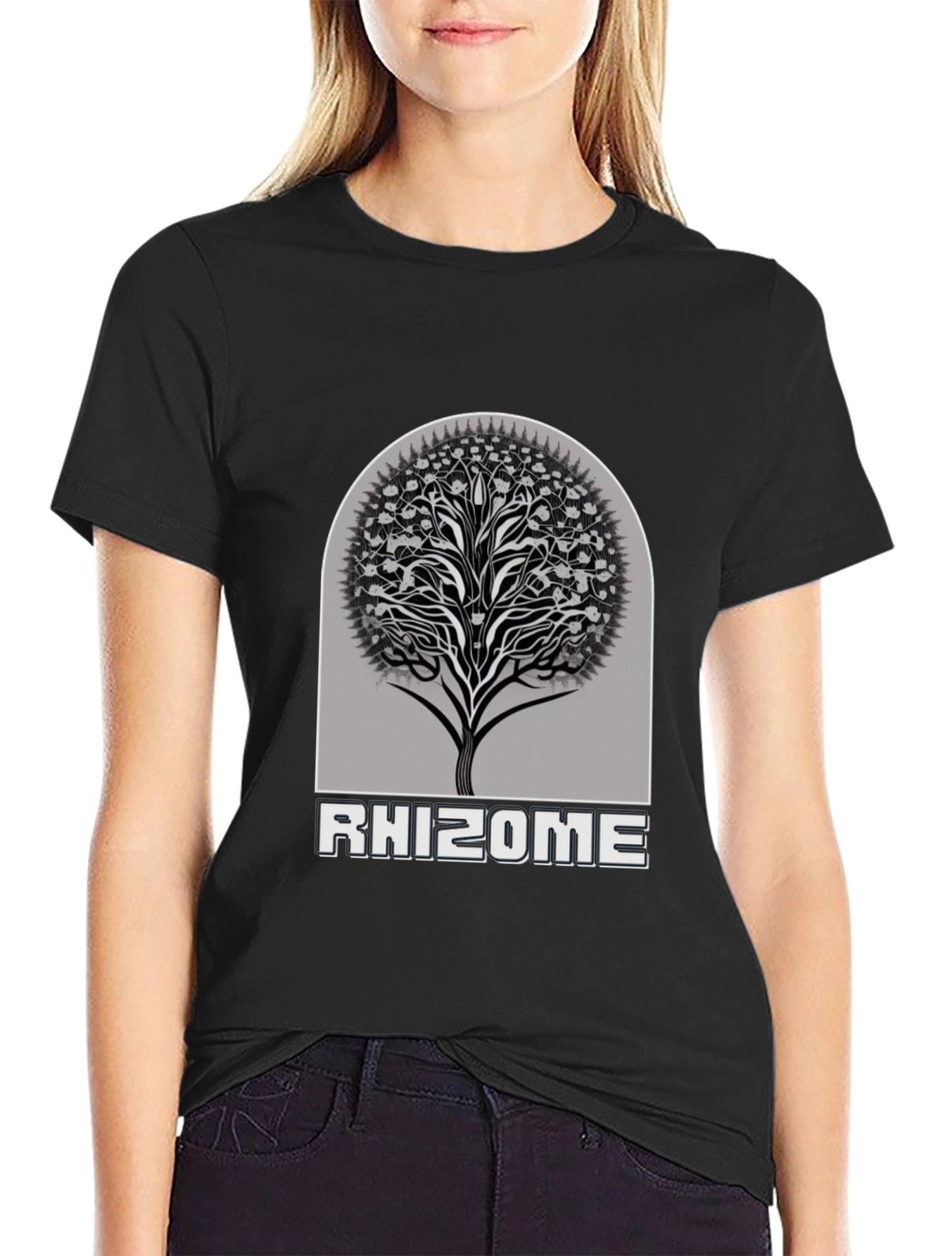 Black Rhizome Tree Graphic T-Shirt - Stylish & Unique view 2