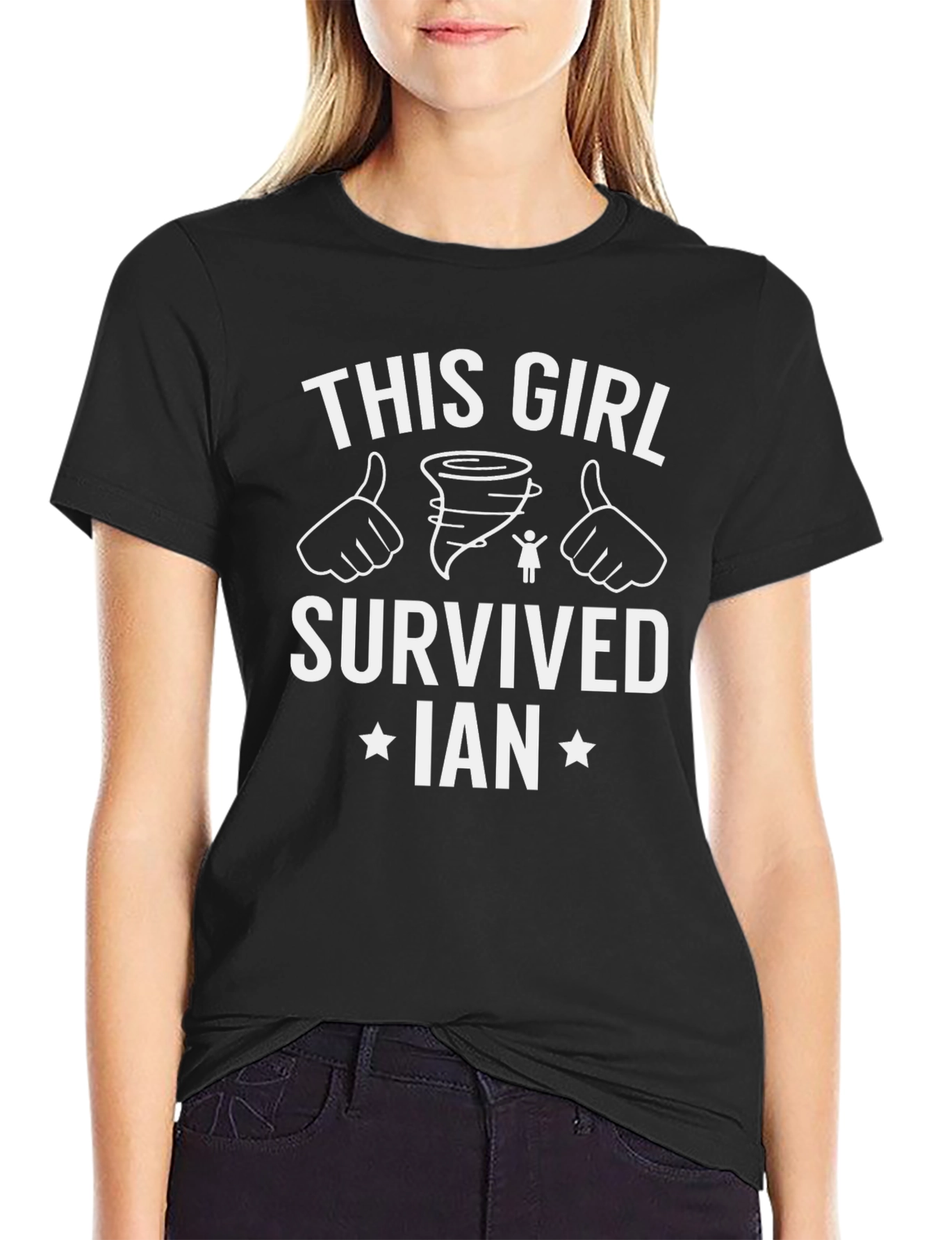 Black This Girl Survived Ian T-Shirt view 2