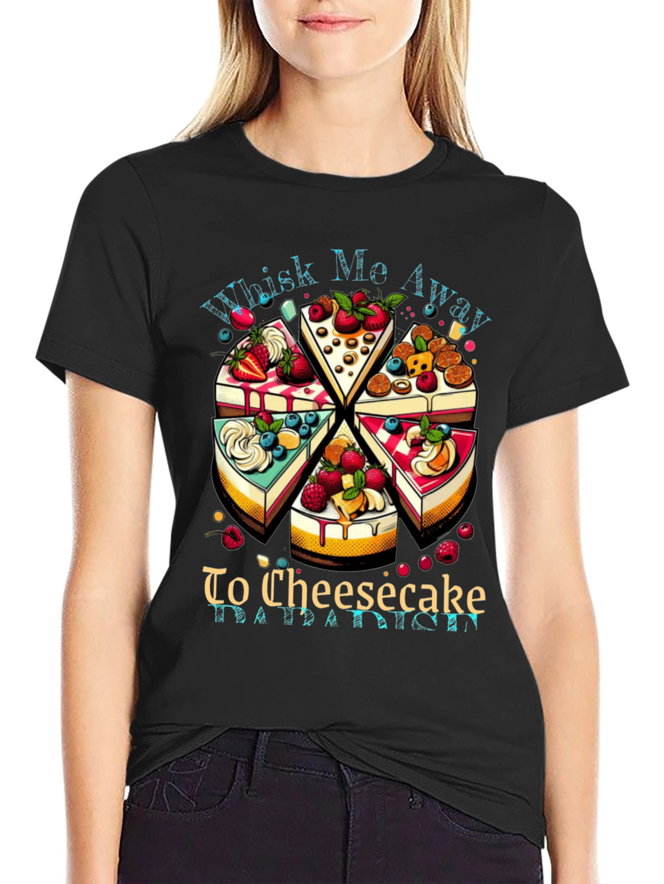 Black Whisk Me Away Cheesecake T-Shirt view 2