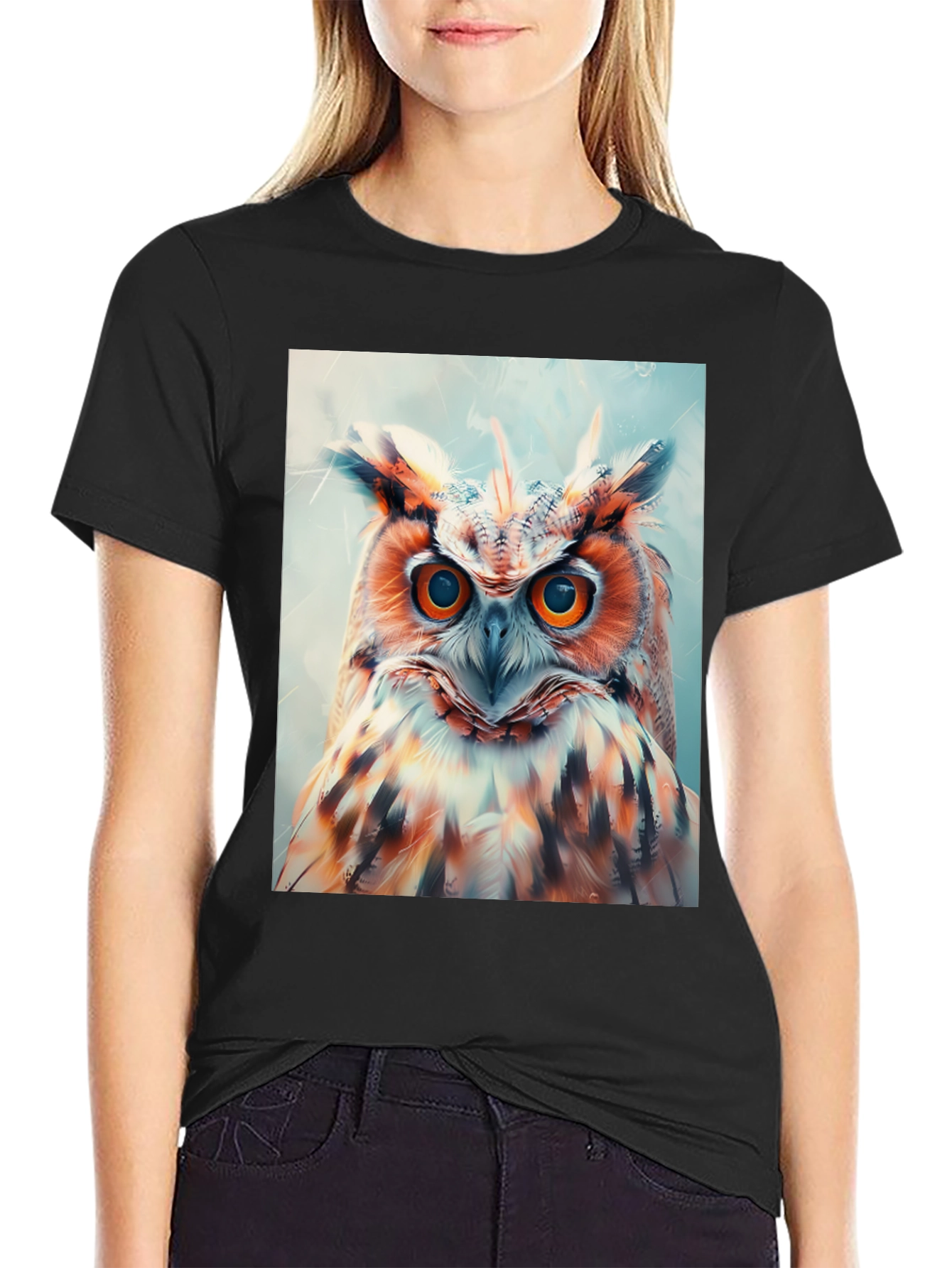 Black Owl Graphic Print Tee view 2