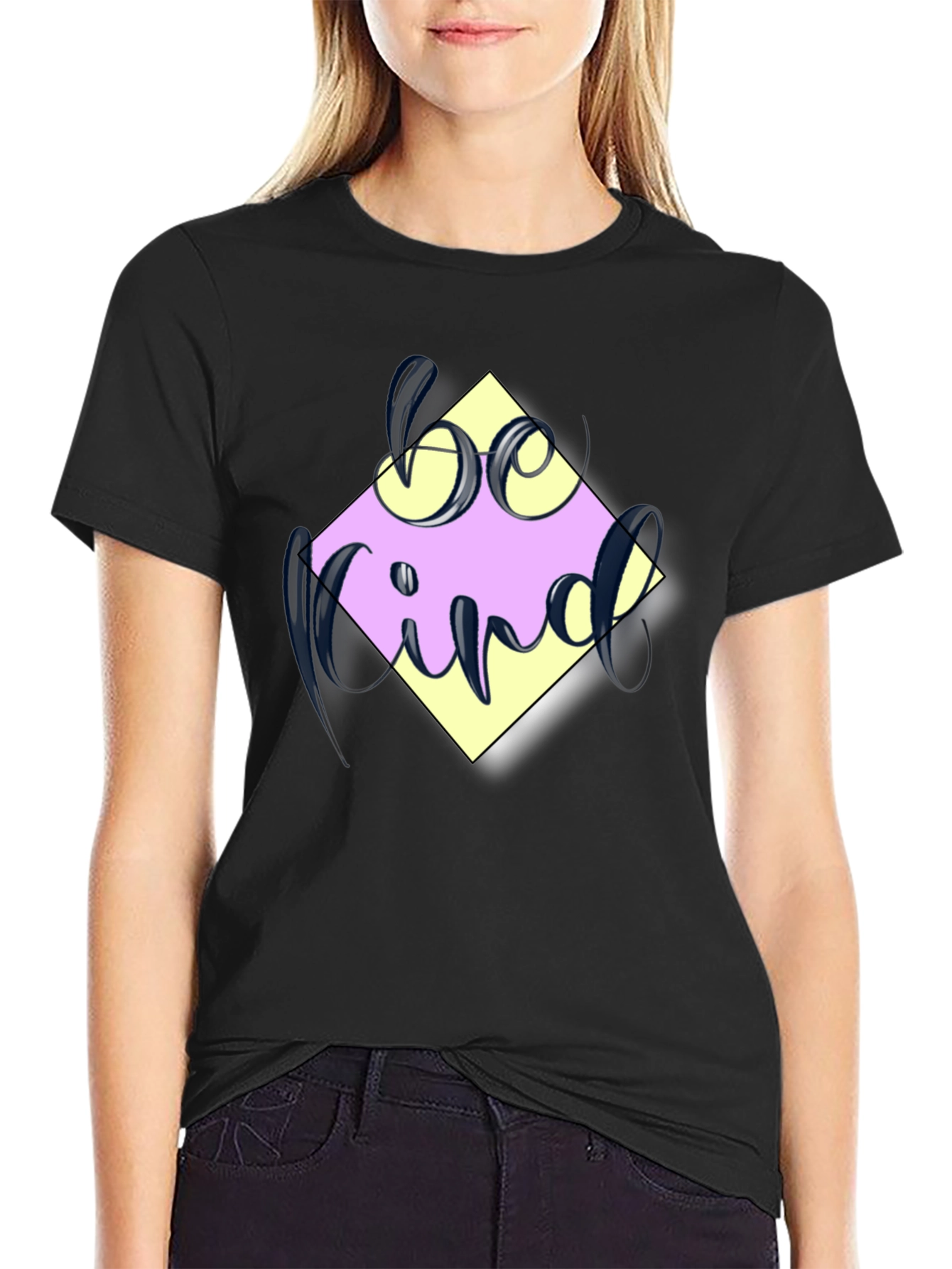 Black Be Kind Graphic Tee - Trendy Casual T-Shirt view 2