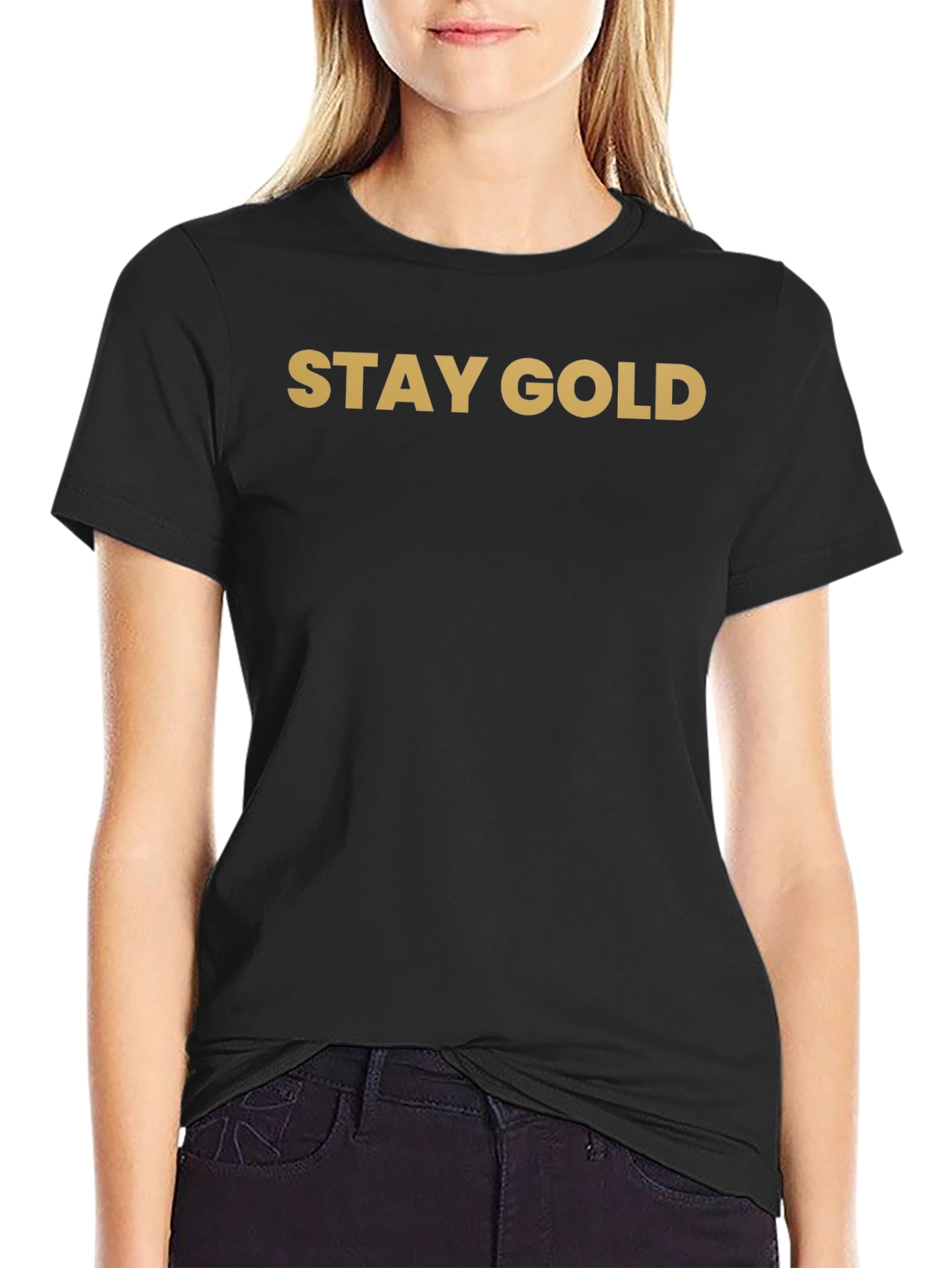 Black Stay Gold Graphic Tee - Classic Black T-Shirt view 2