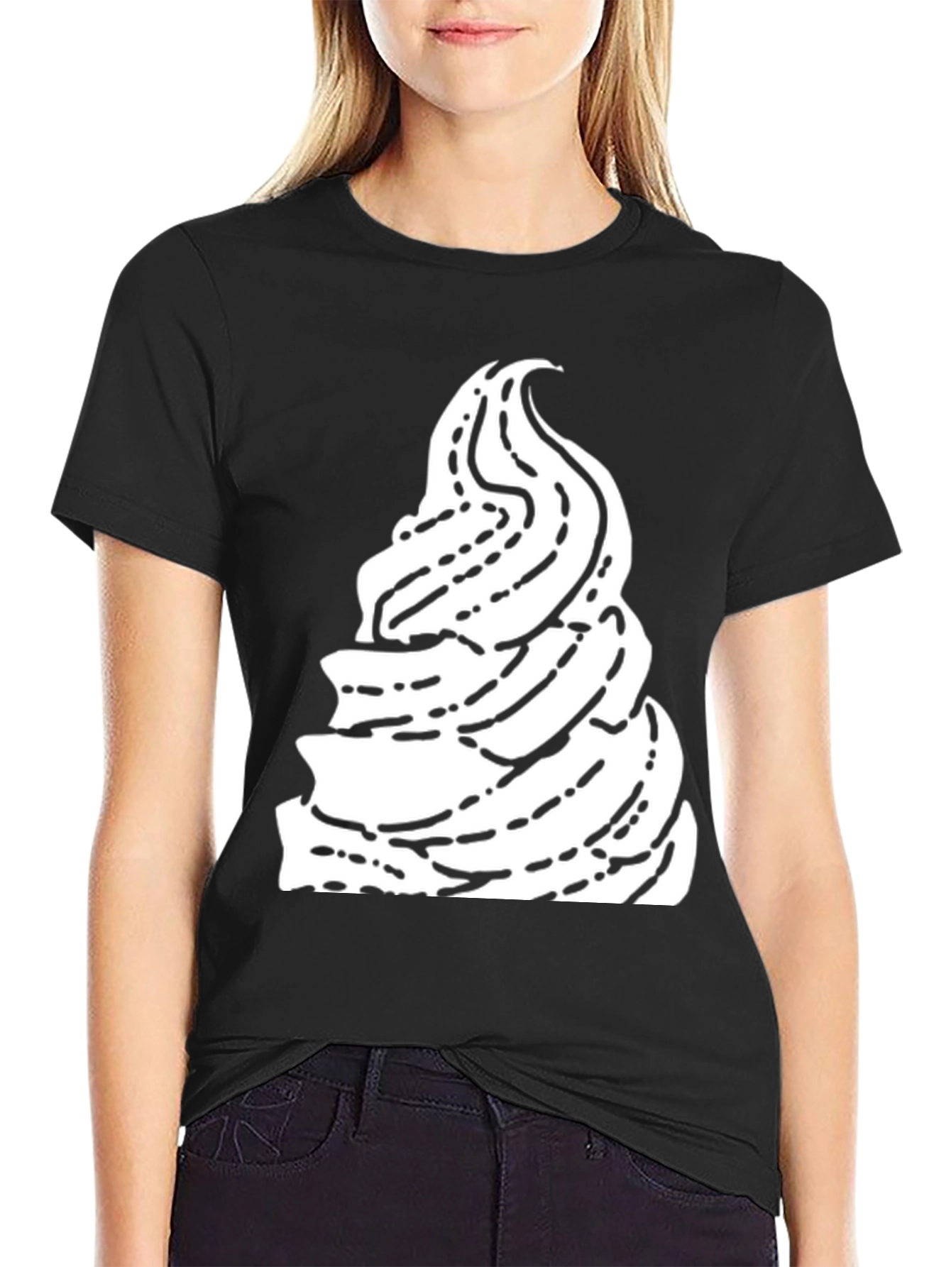 Black Black T-Shirt with Ice Cream Swirl Graphic view 2