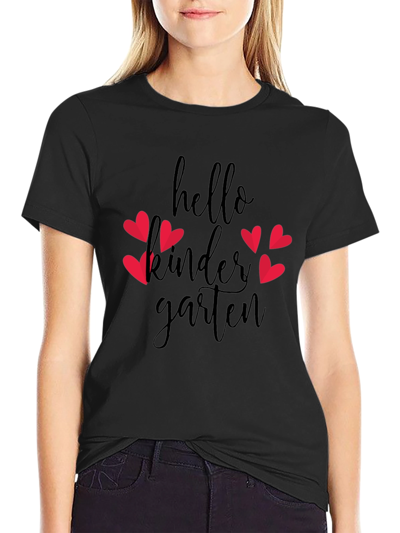 Black Hello Kindergarten Heart Tee view 2