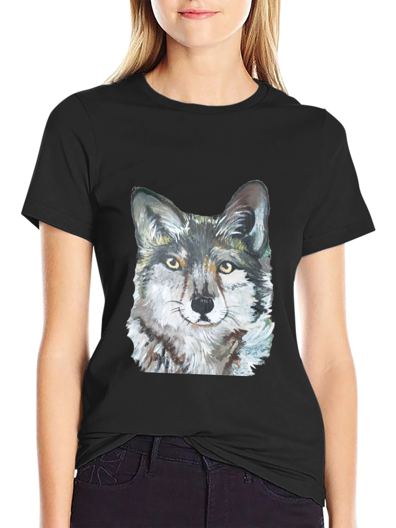 Black Wolf Graphic Tee - Black Cotton Blend view 2