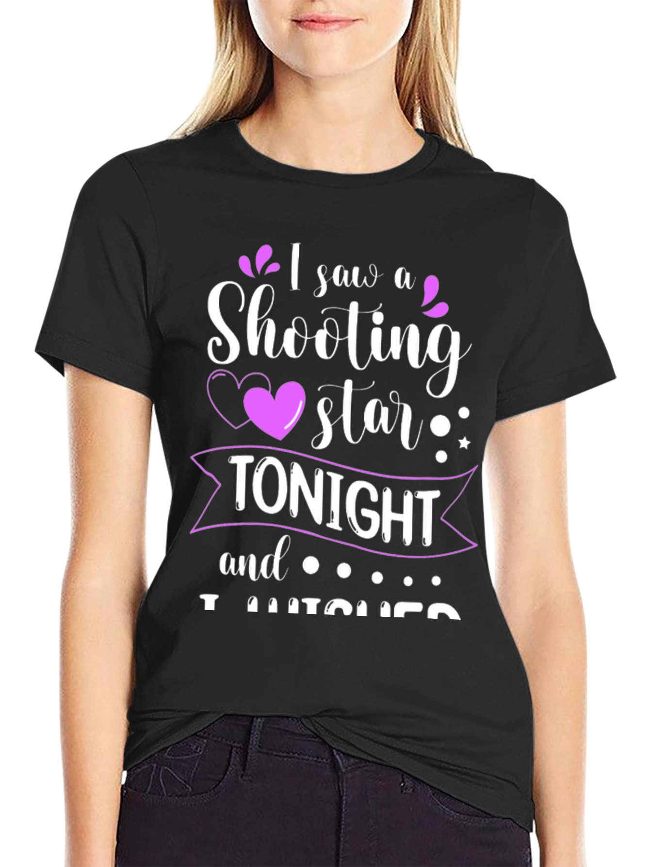Black Shooting Star Wish T-Shirt - Black view 2