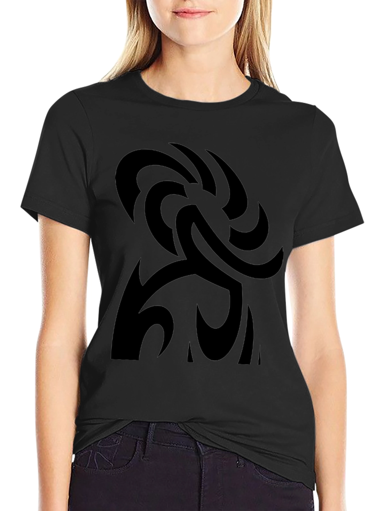 Black Black Graphic Tee - Abstract Design view 2