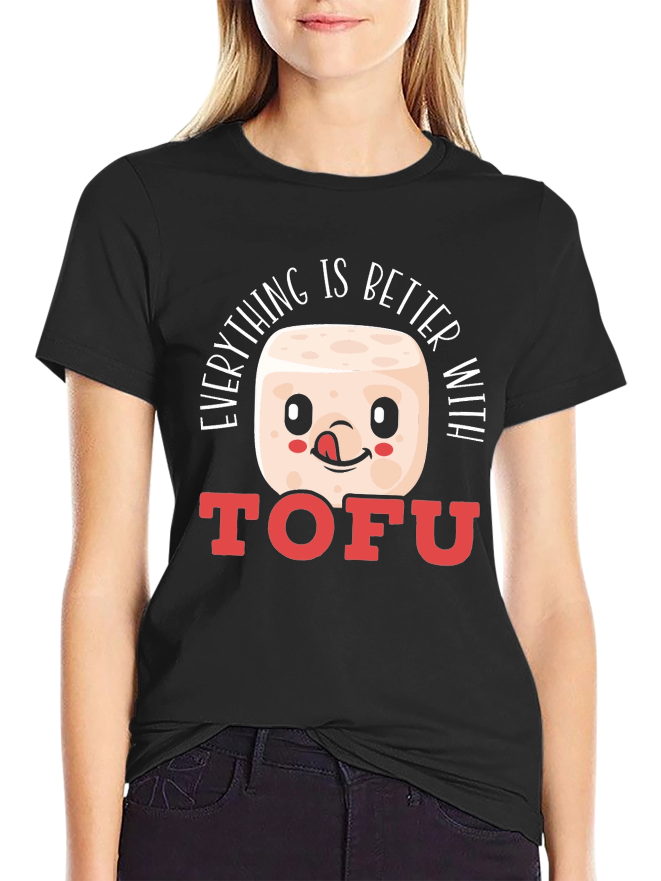 Black Everything is Better with Tofu T-Shirt view 2