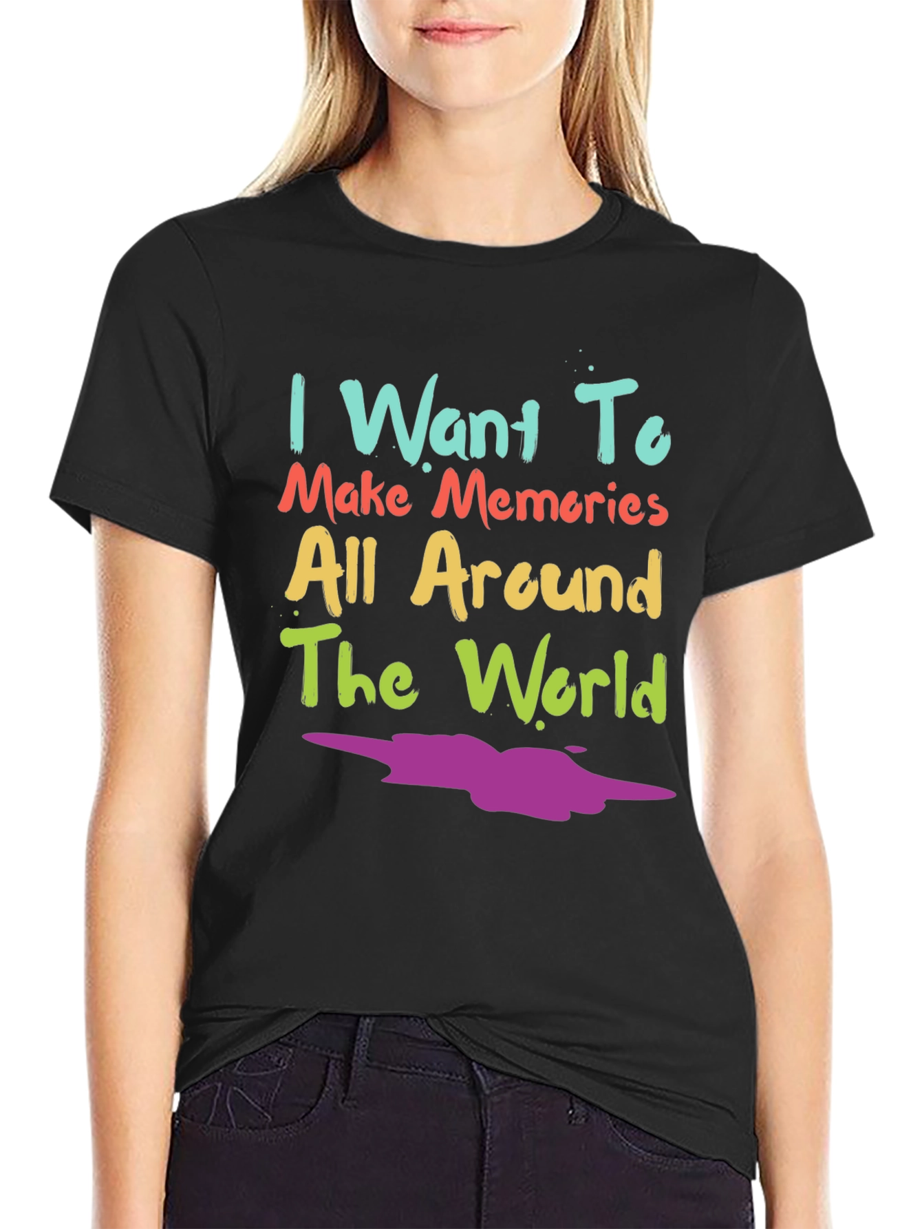 Black Colorful Travel Memories T-Shirt view 2