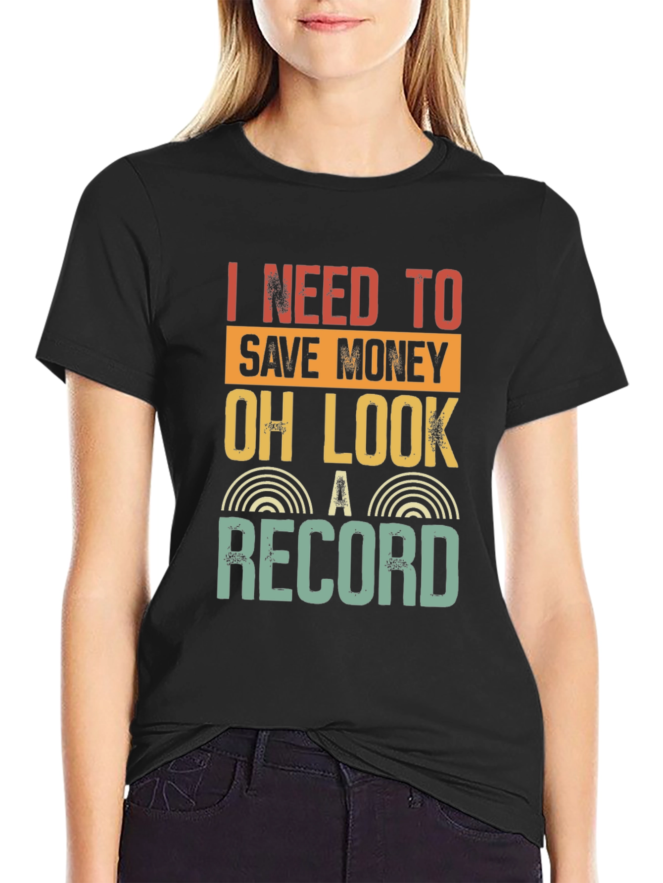 Black Funny Record Collector T-Shirt - I Need To Save Money view 2