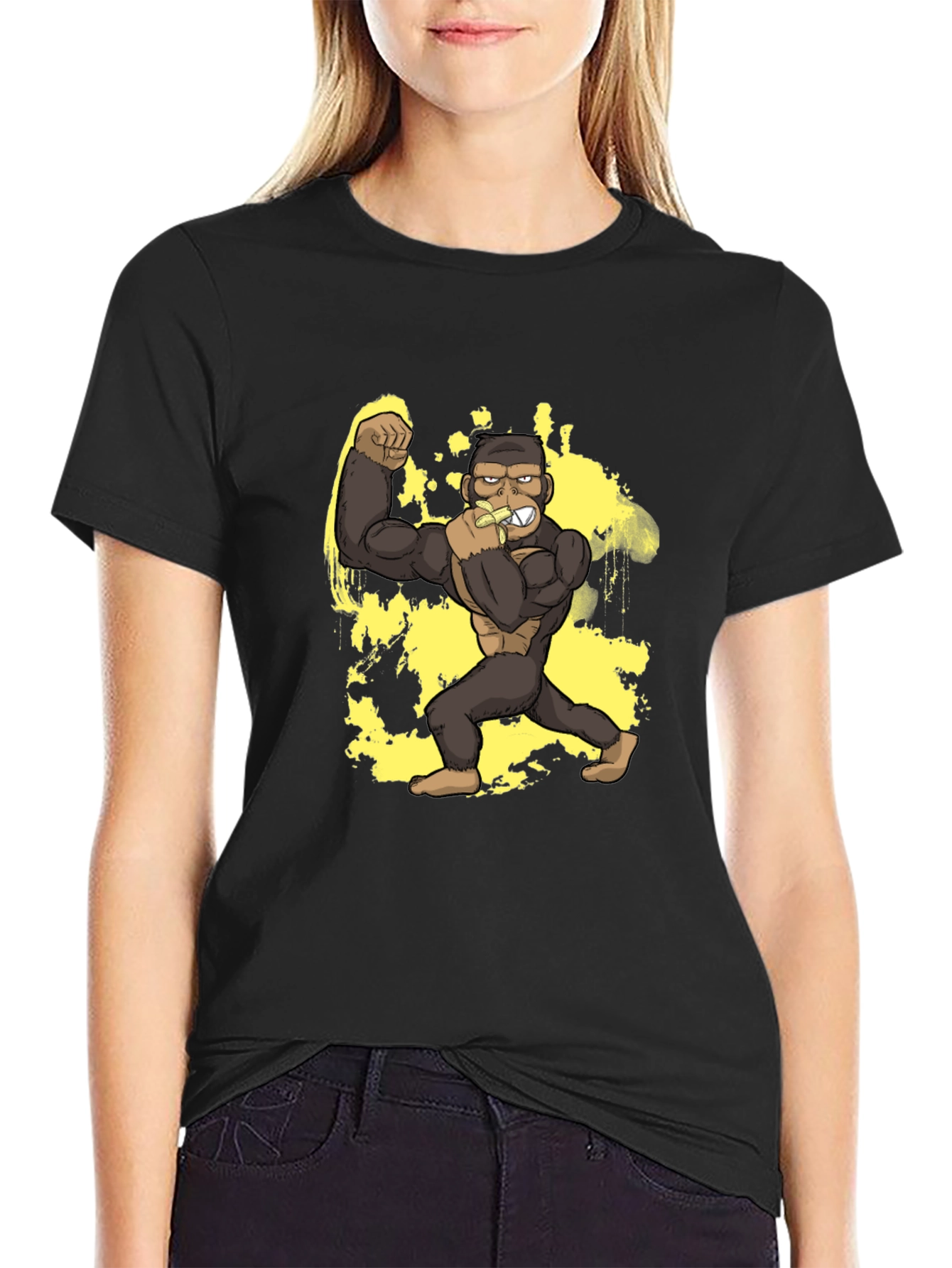Black Gorilla Banana T-Shirt - Black Graphic Tee view 2