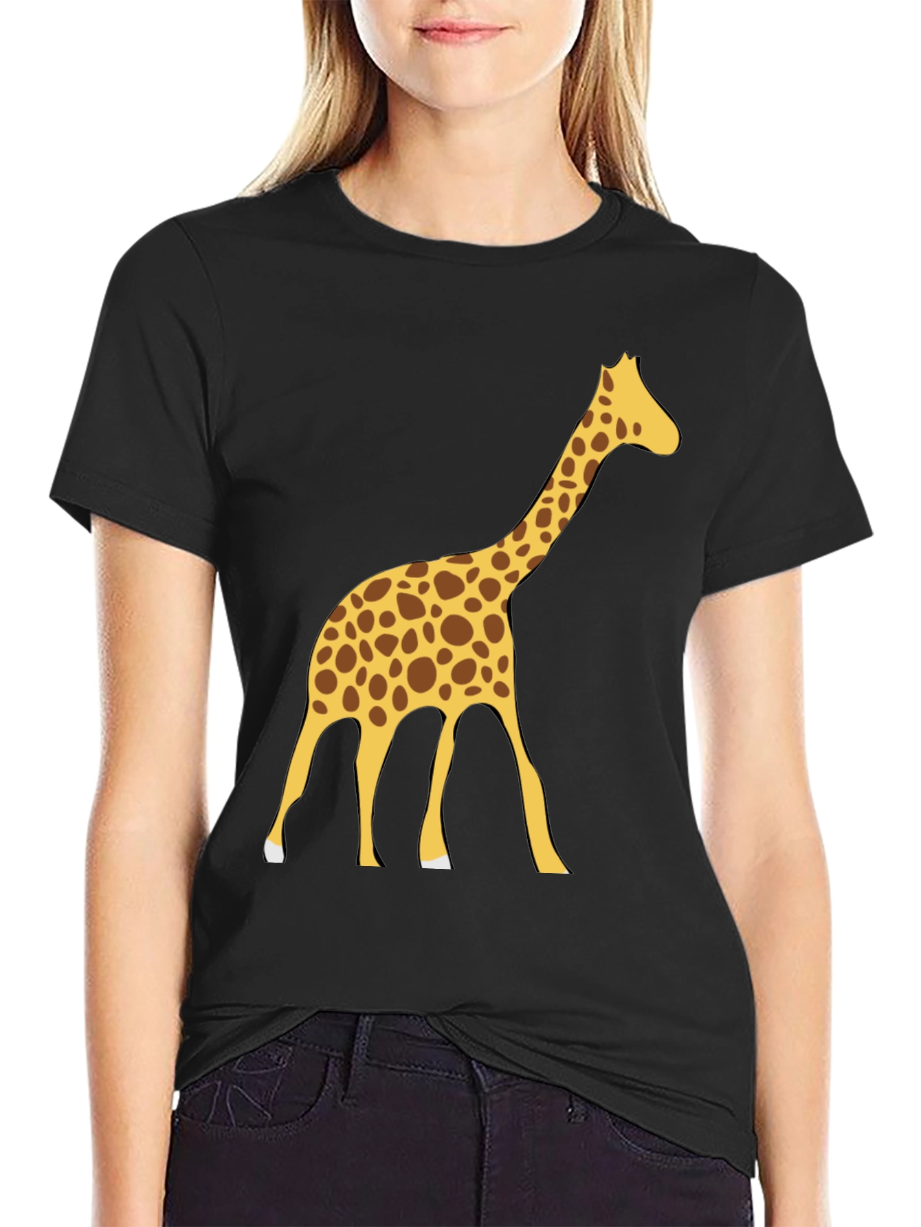 Black Giraffe Graphic Tee - Black Cotton Blend view 2