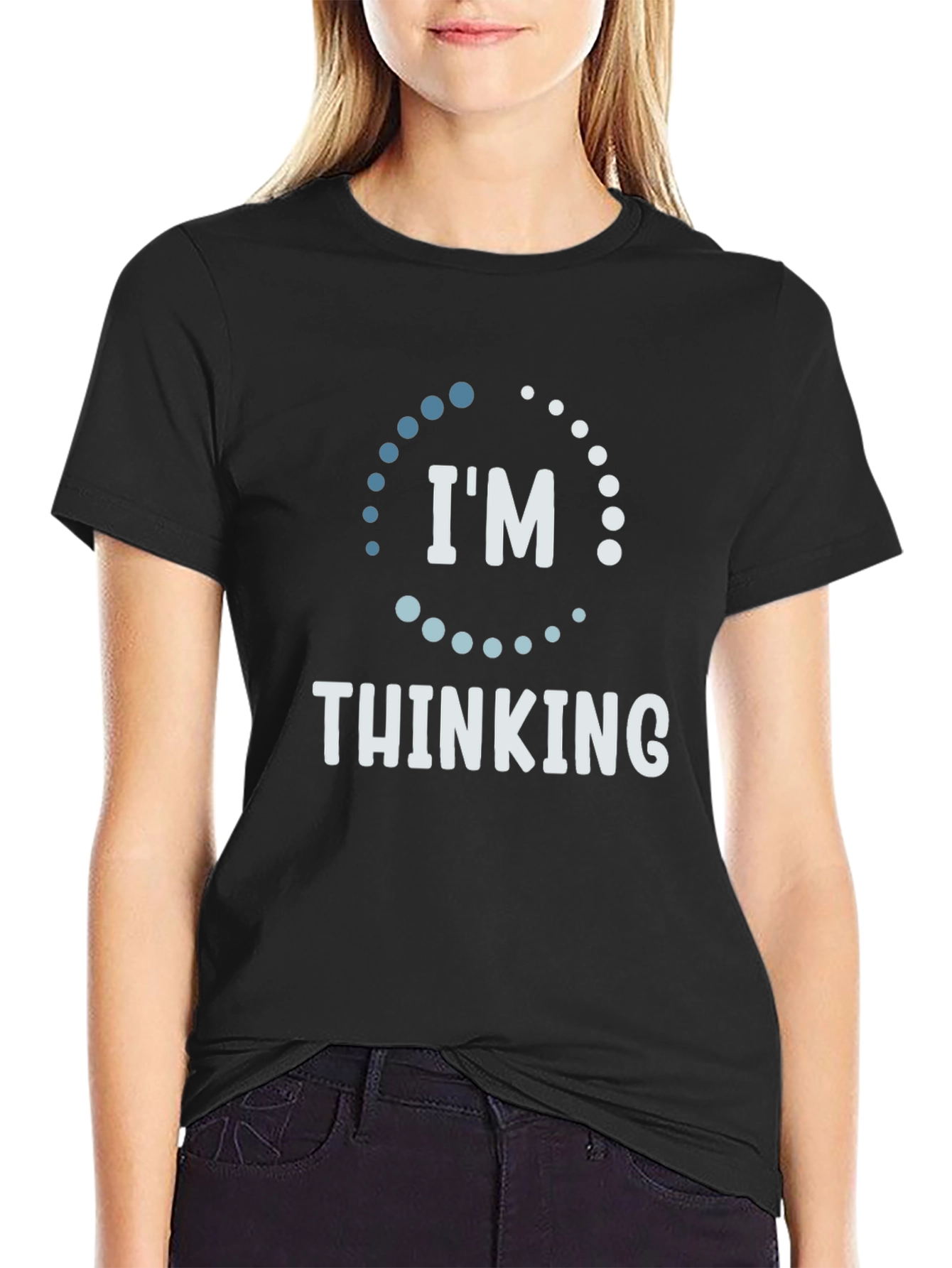 Black I'm Thinking Funny Graphic T-Shirt - Soft Cotton Tee view 2